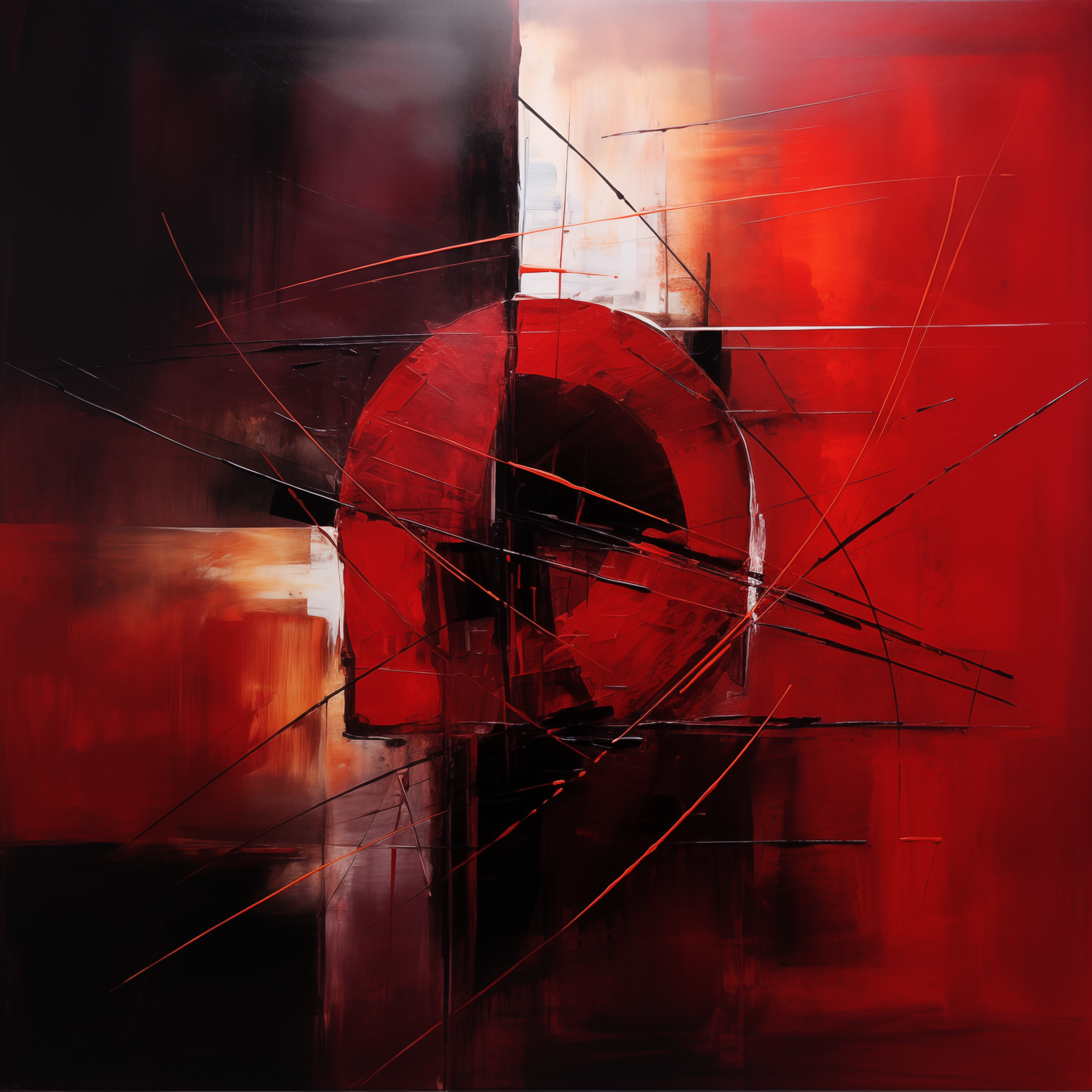 Red Nexus - Bold Abstract Composition