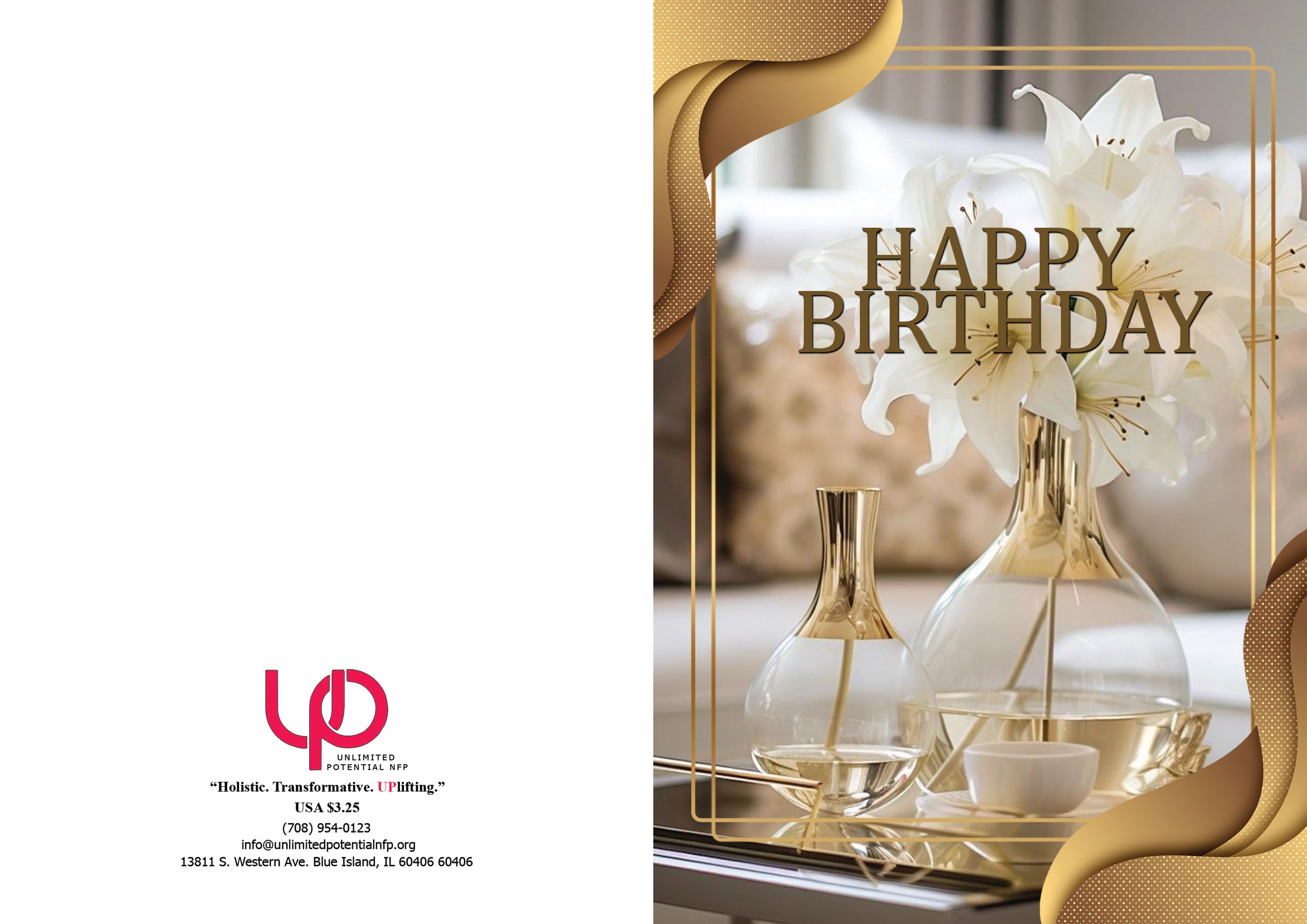 Happy Birthday Gold Oil Candle – Elegant Celebration Card - The Soulful Artists