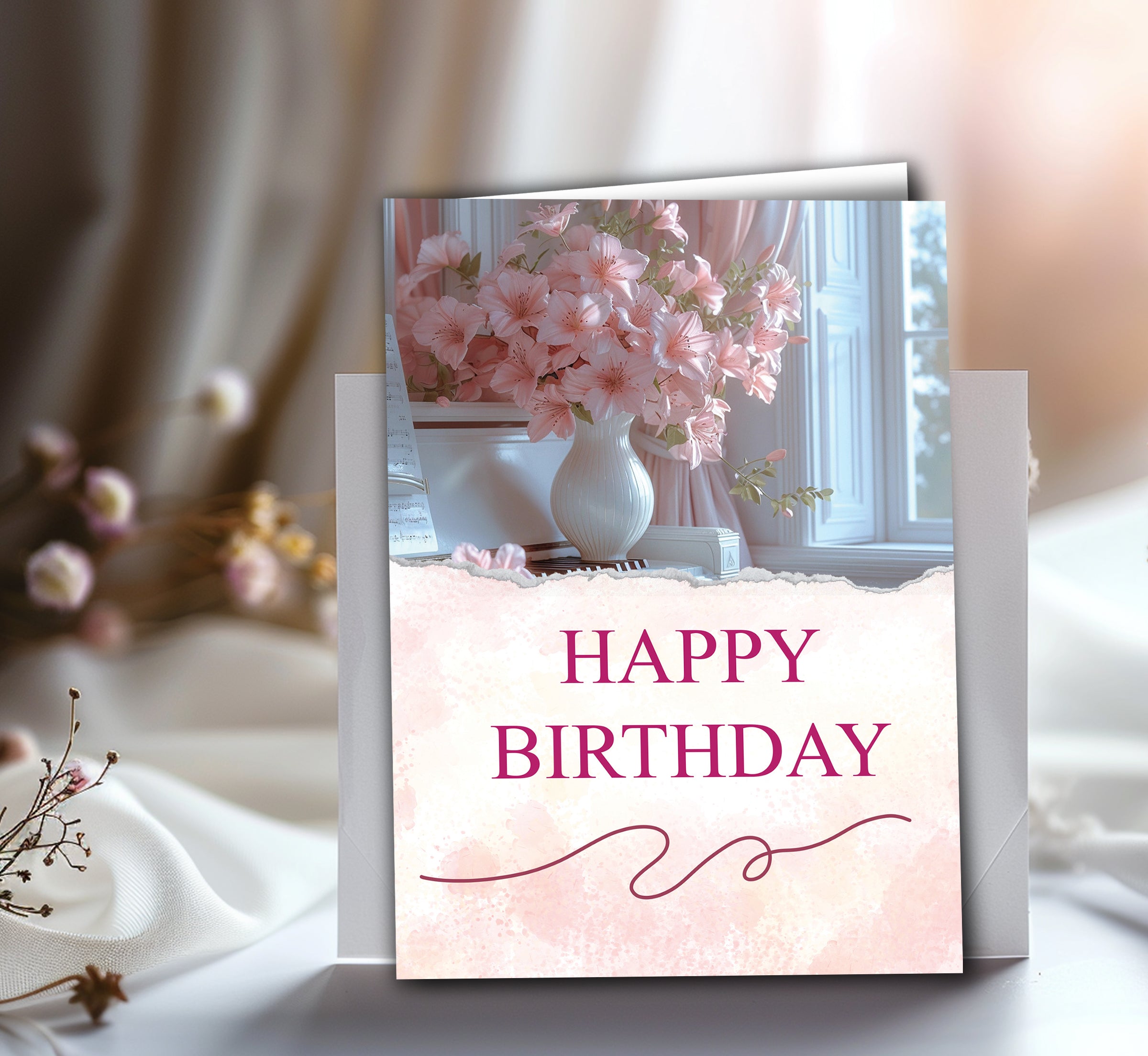 Happy Birthday Flower Vase – Blooming Celebration Card - The Soulful Artists