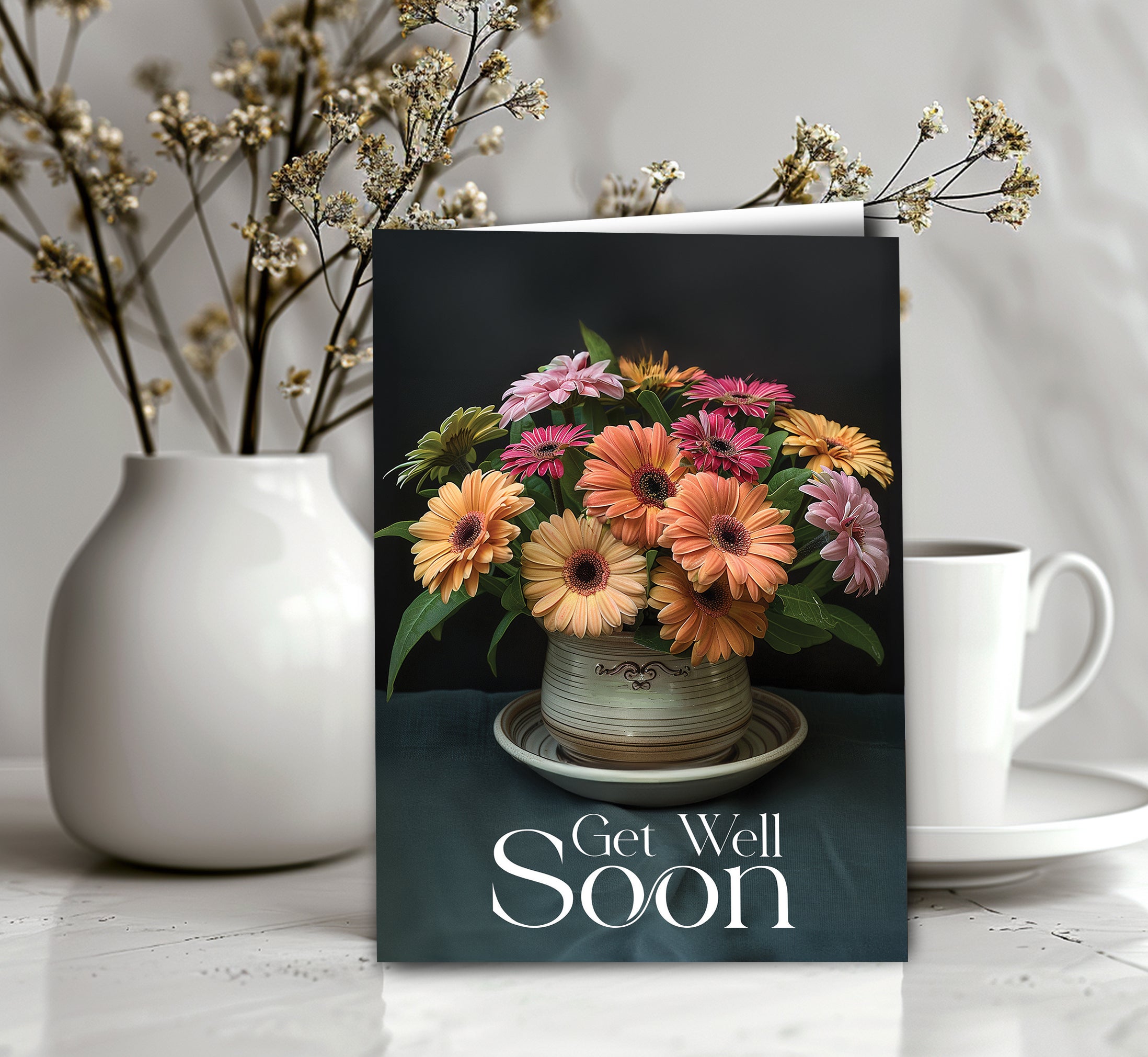 get well soon daisy flowers card - The Soulful Artists