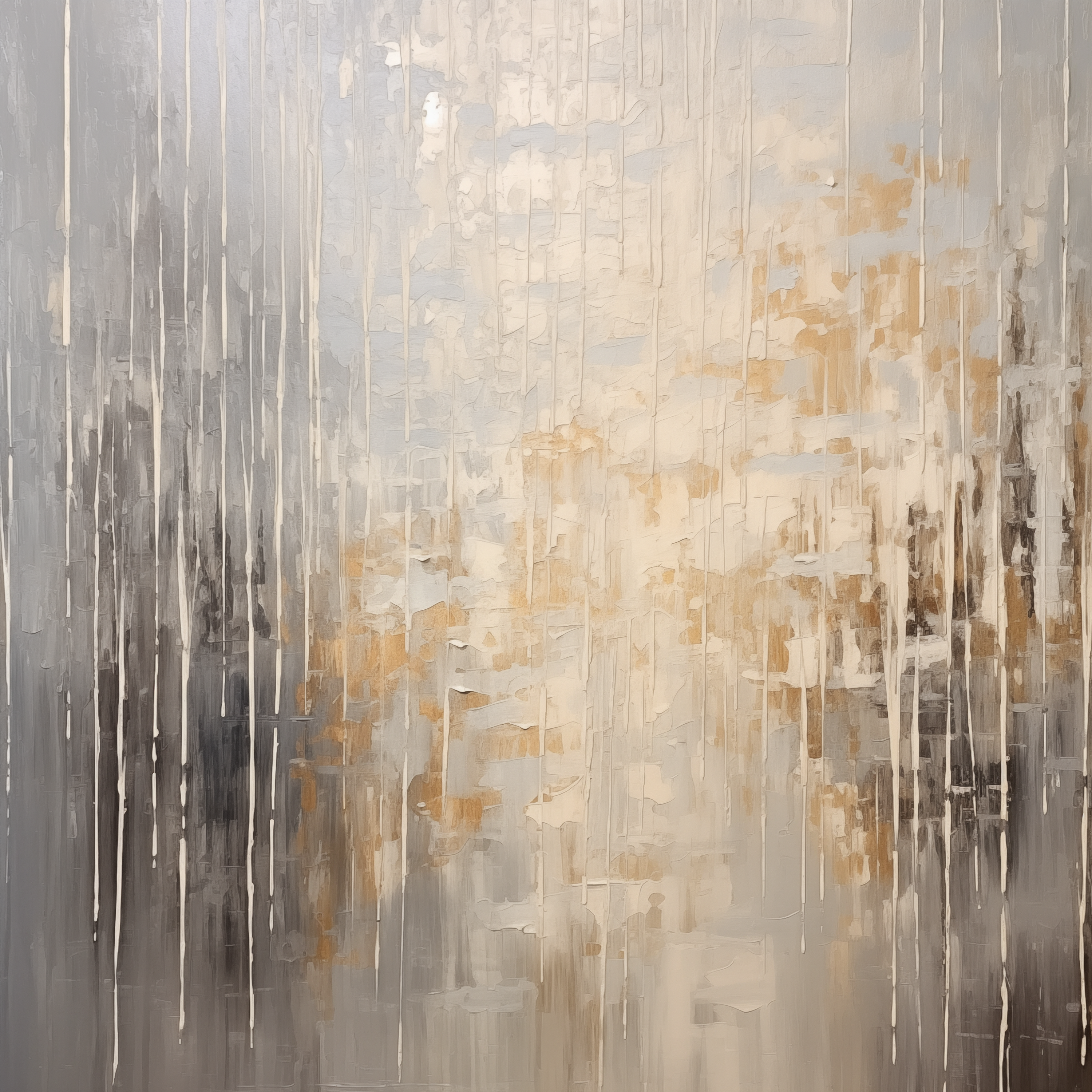 Ethereal Silver and Gold Abstract Rain Texture - Elegant Neutral Art - Digital Download