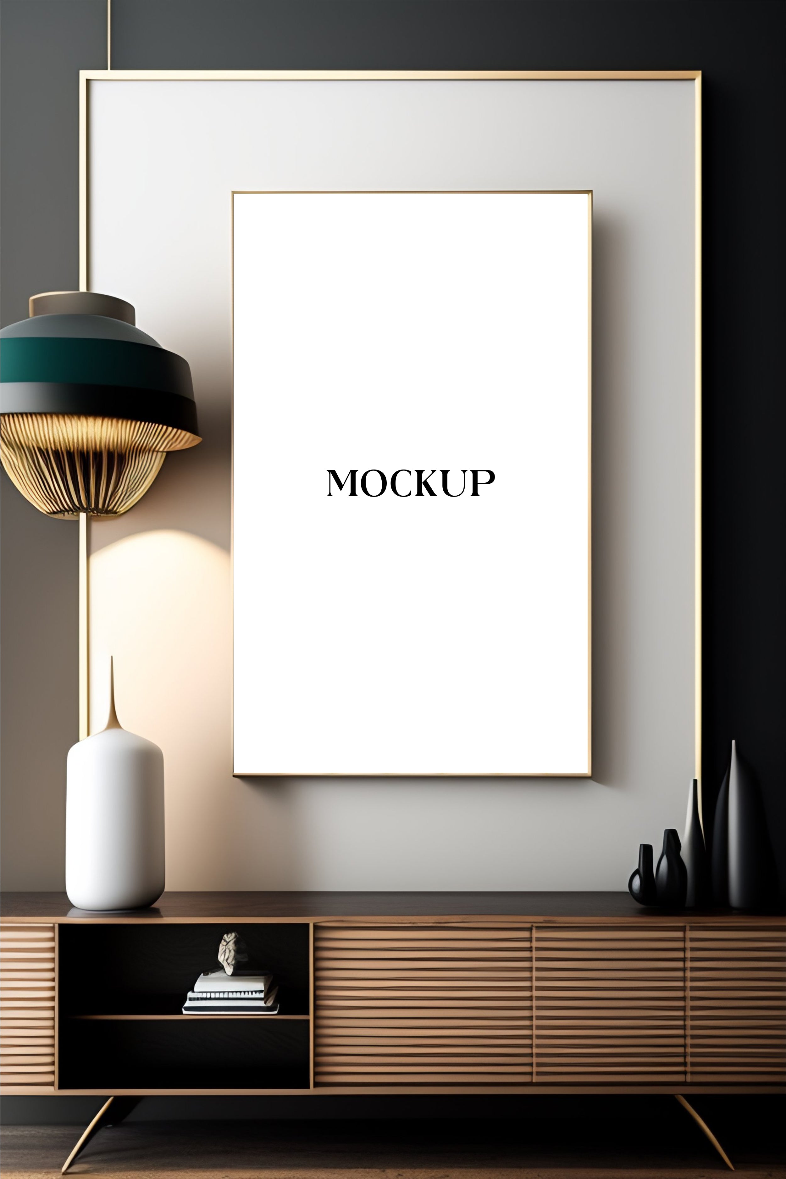 Modern Minimalist Living Room Art Mockup with Large Canvas Set of 50