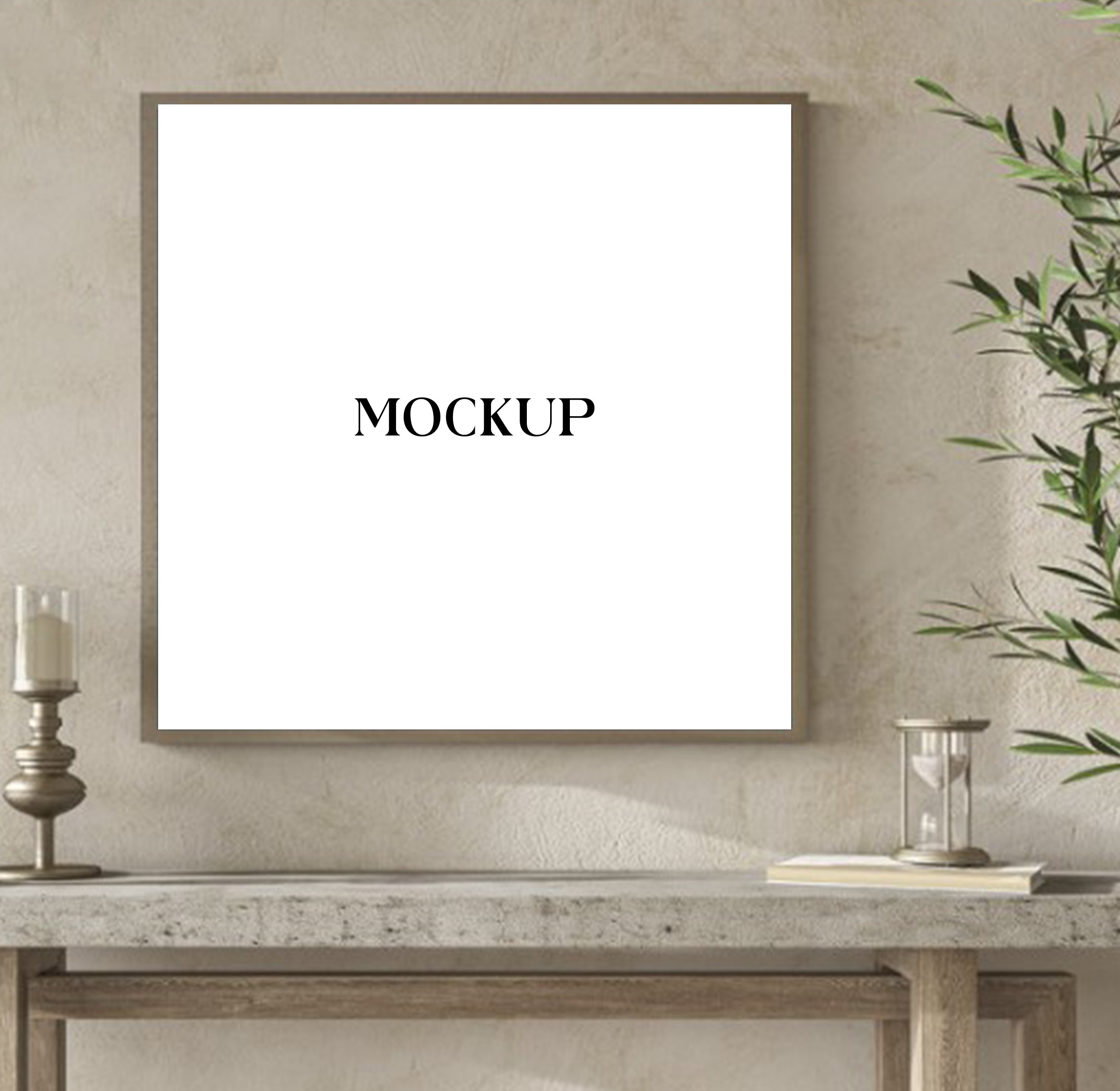 Modern Minimalist Living Room Art Mockup with Large Canvas Set of 50