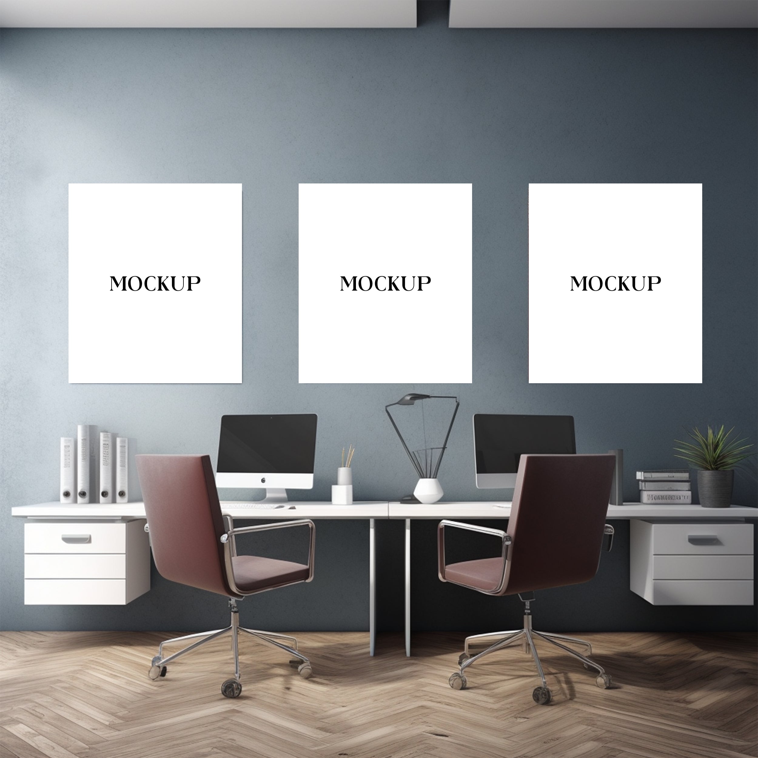 Modern Minimalist Living Room Art Mockup with Large Canvas Set of 50