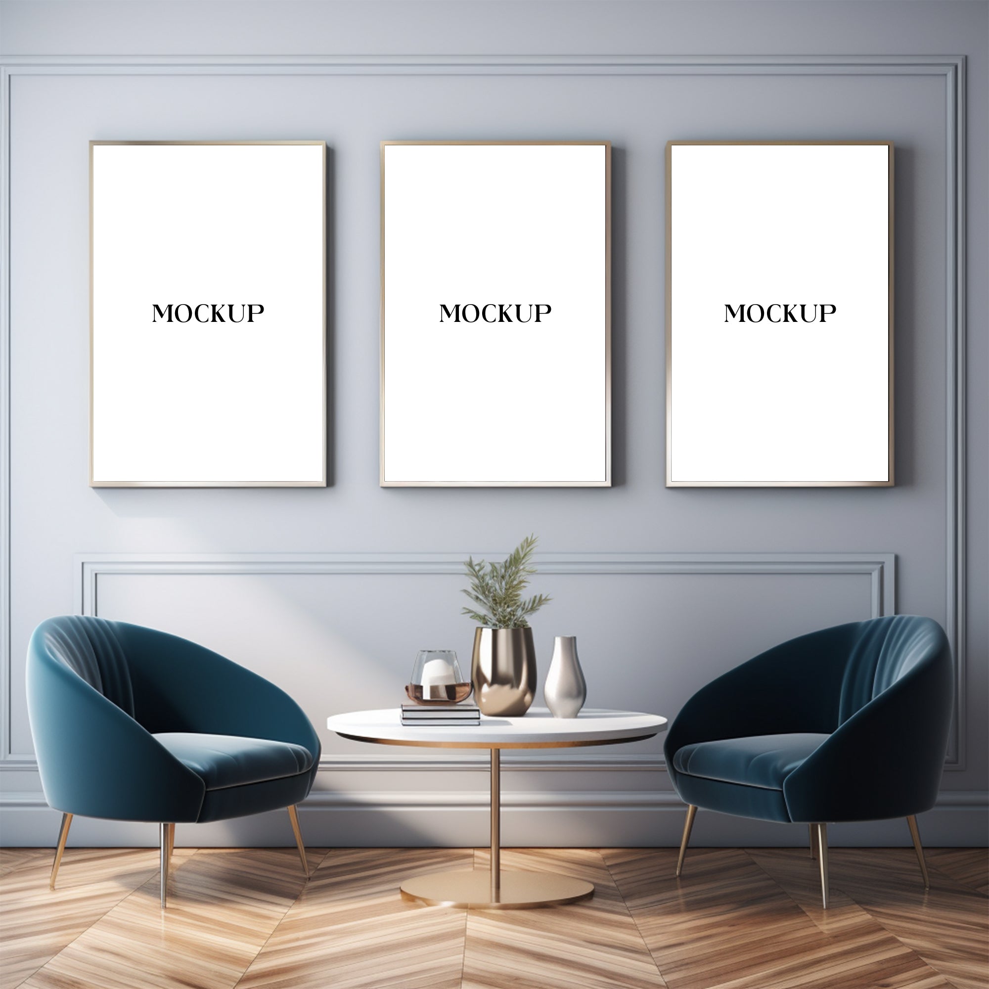 Modern Minimalist Living Room Art Mockup with Large Canvas Set of 50