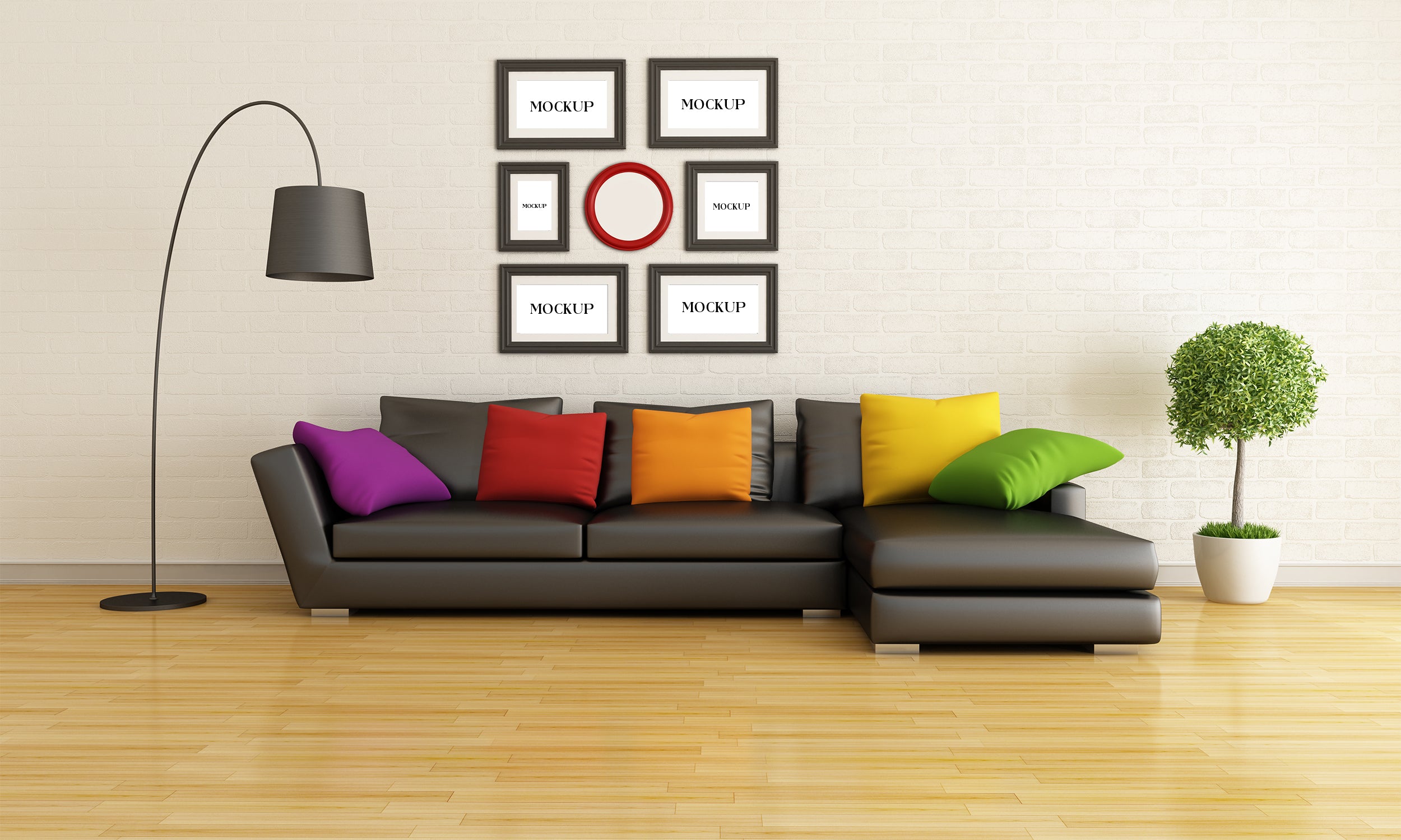 Modern Minimalist Living Room Art Mockup with Large Canvas Set of 50