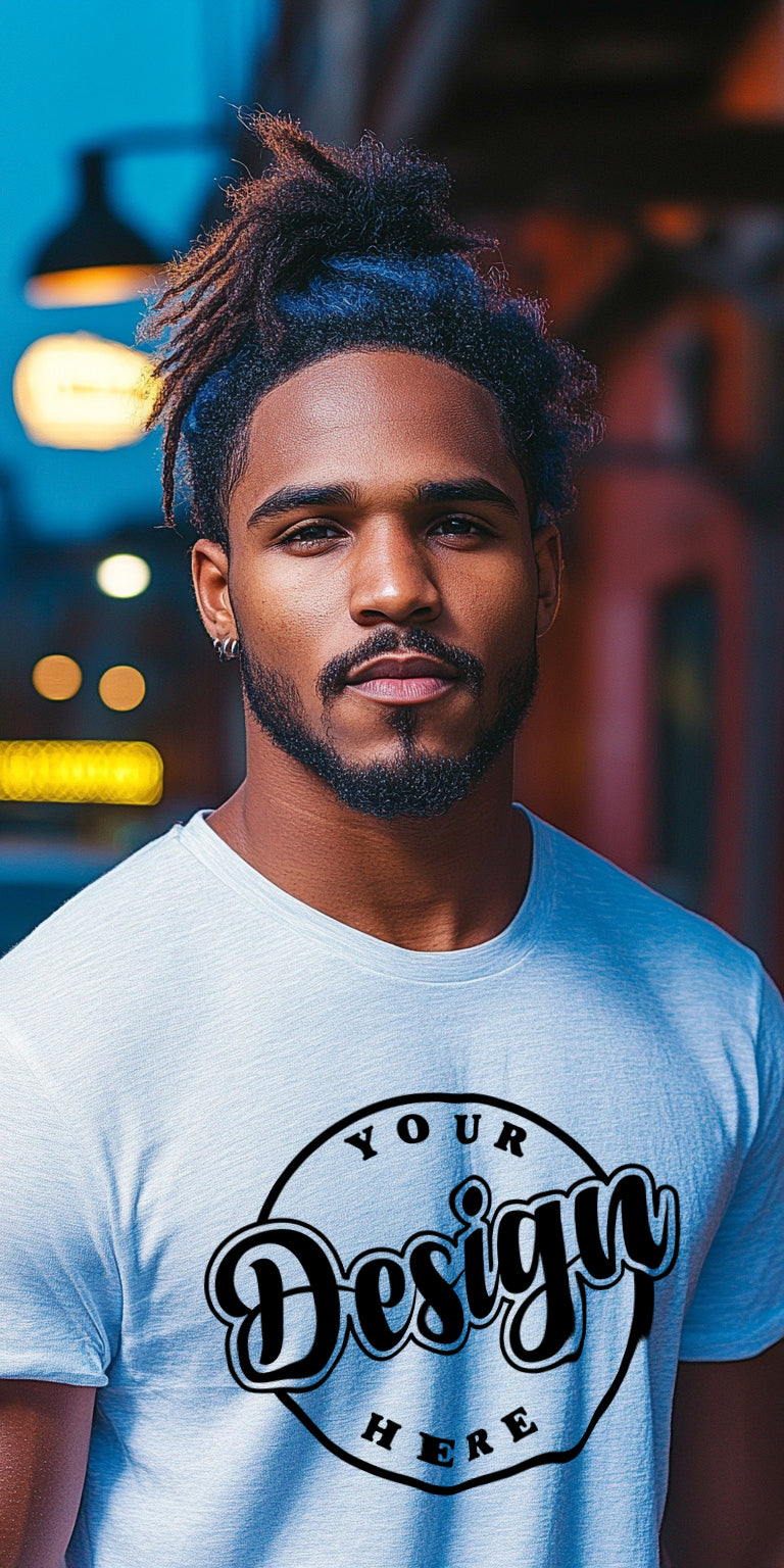 Modern Black T-Shirt Mockup with Customizable Design Overlay