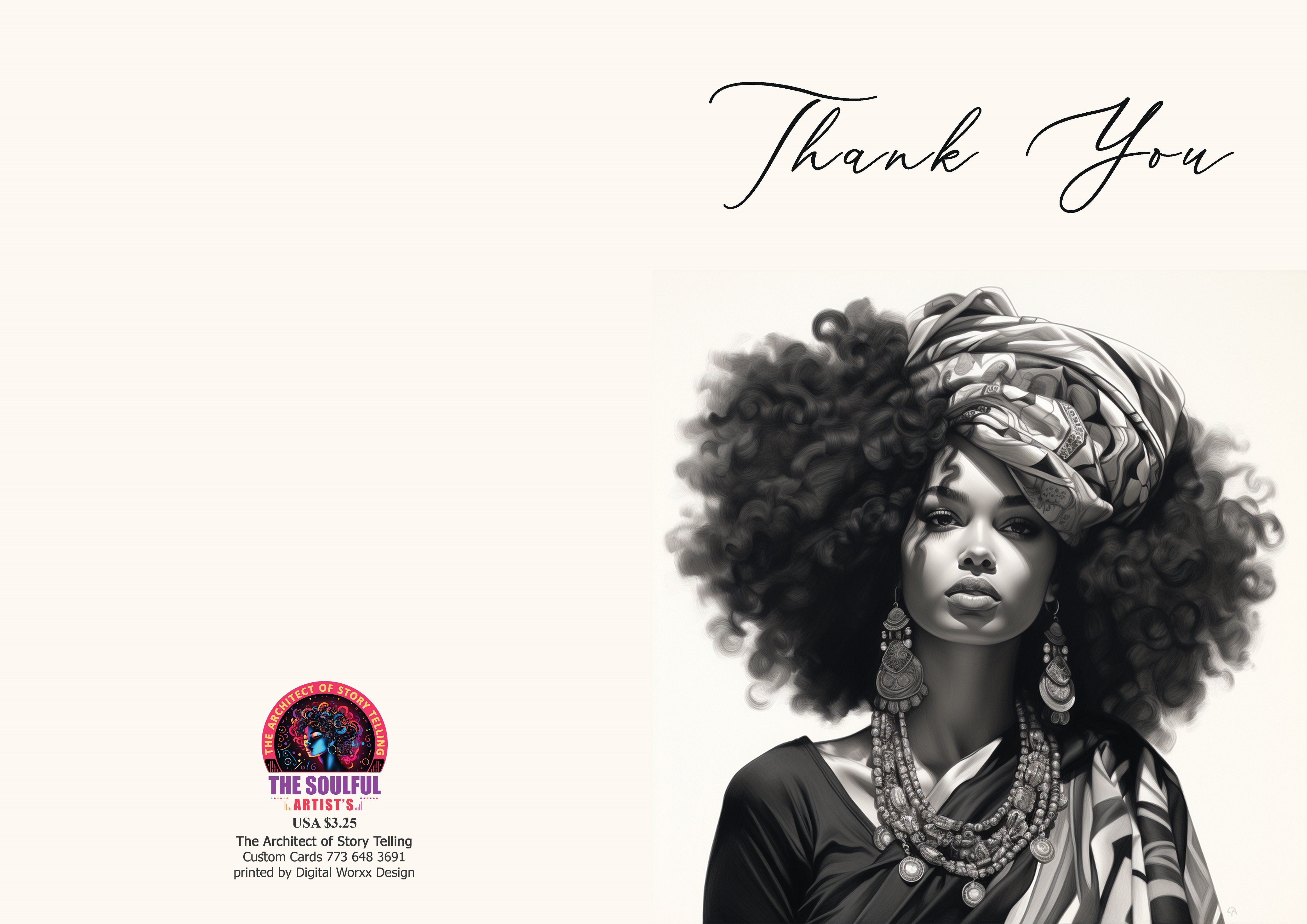 Elegant Afrocentric "Thank You" Cards – Digital Art Set of 5