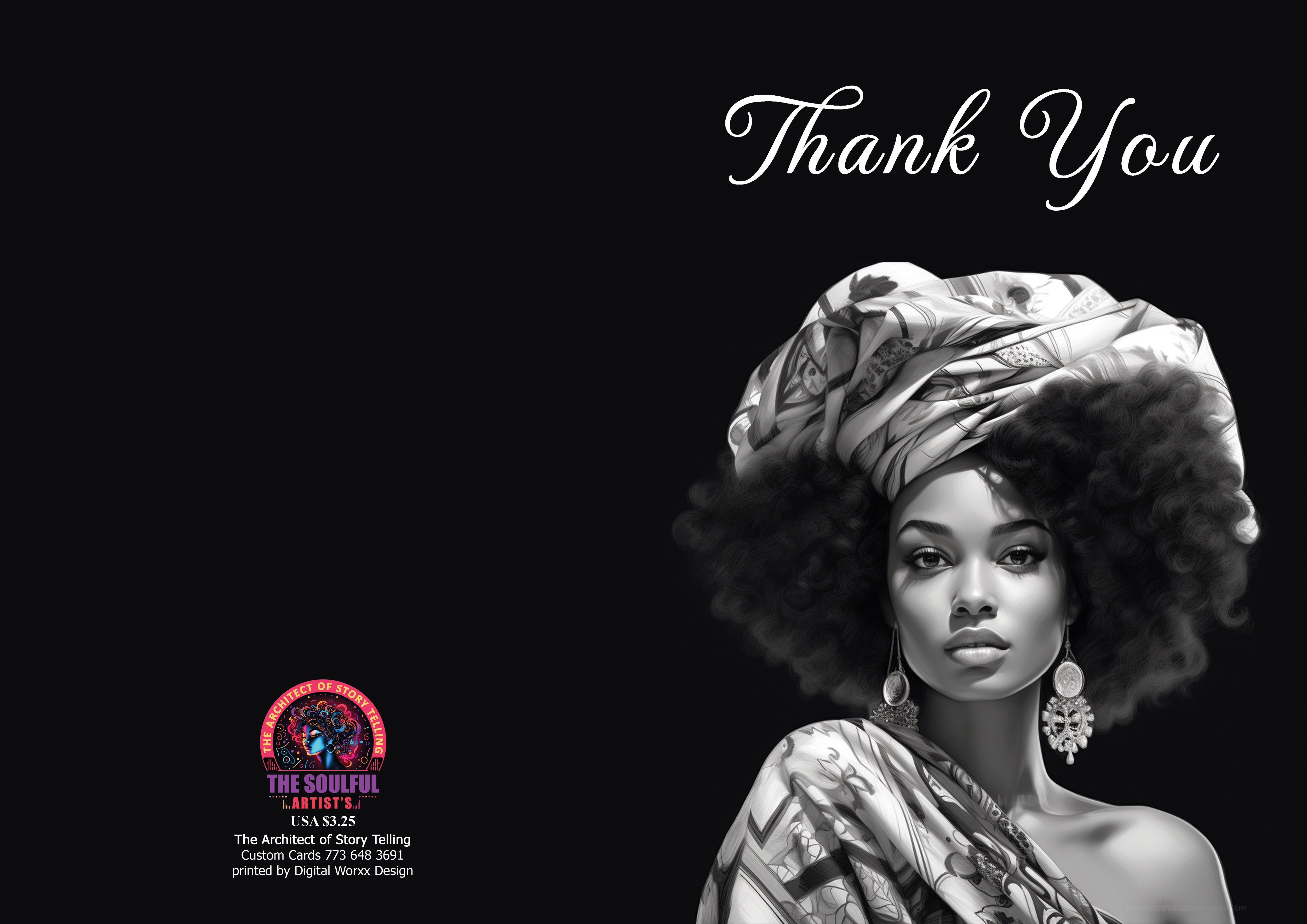 Elegant Afrocentric "Thank You" Cards – Digital Art Set of 5