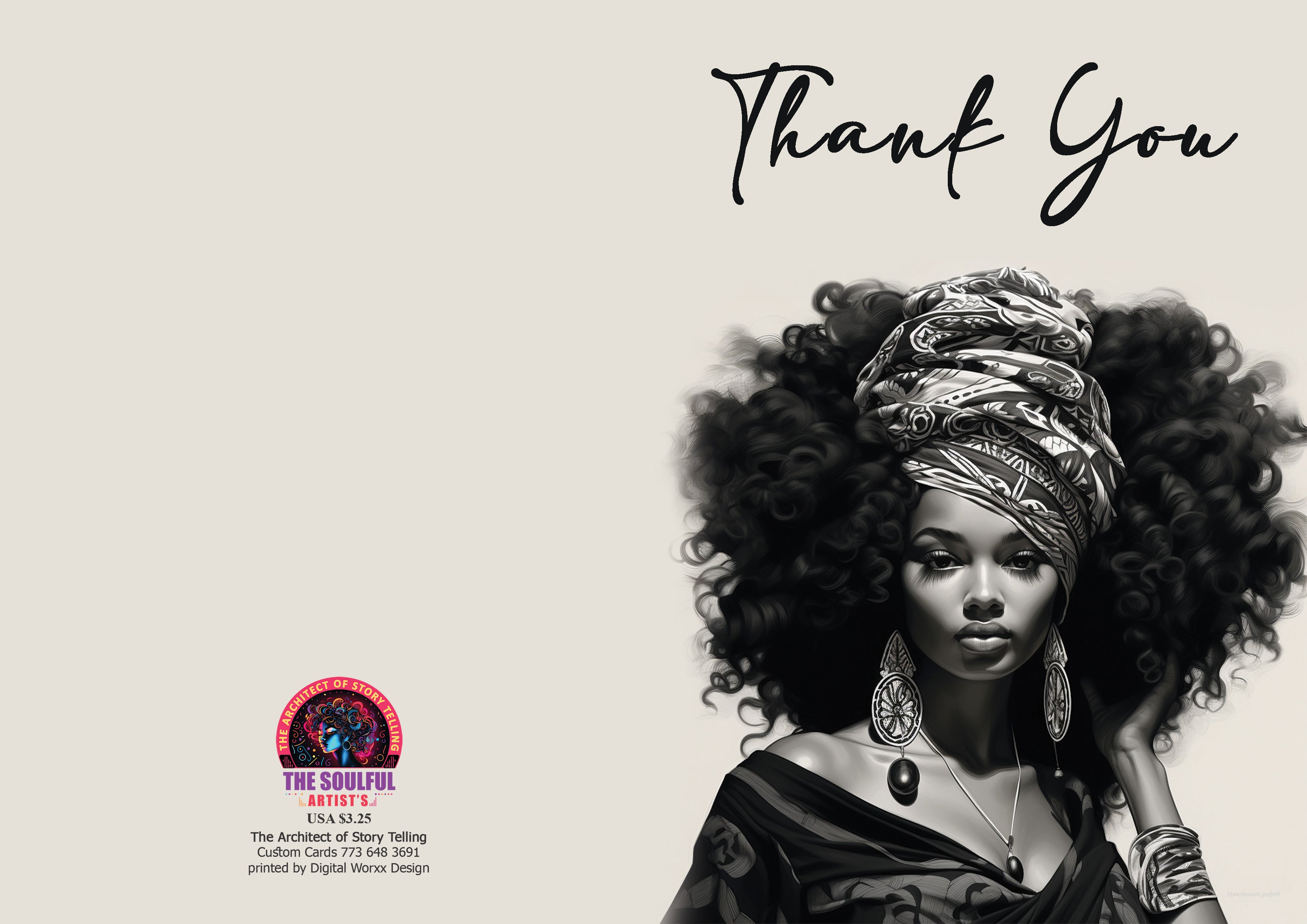 Elegant Afrocentric "Thank You" Cards – Digital Art Set of 5
