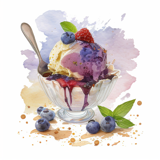 Create a water color image of a huckleberry baked