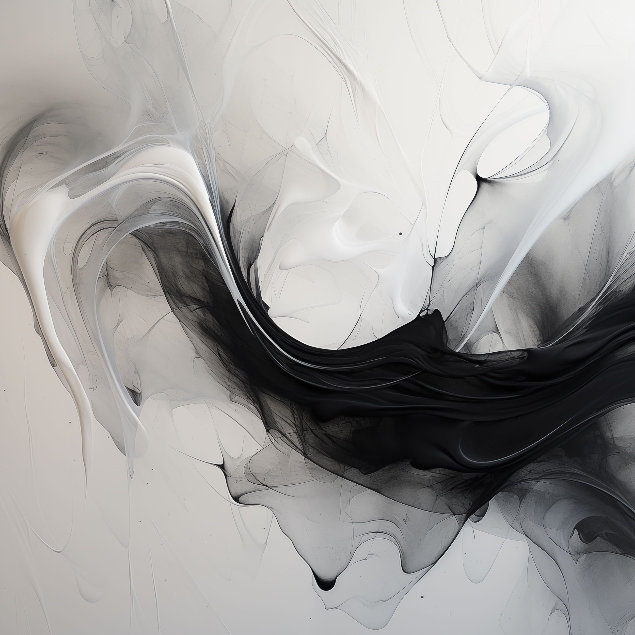 Ethereal Flow - Black & White Fluidity