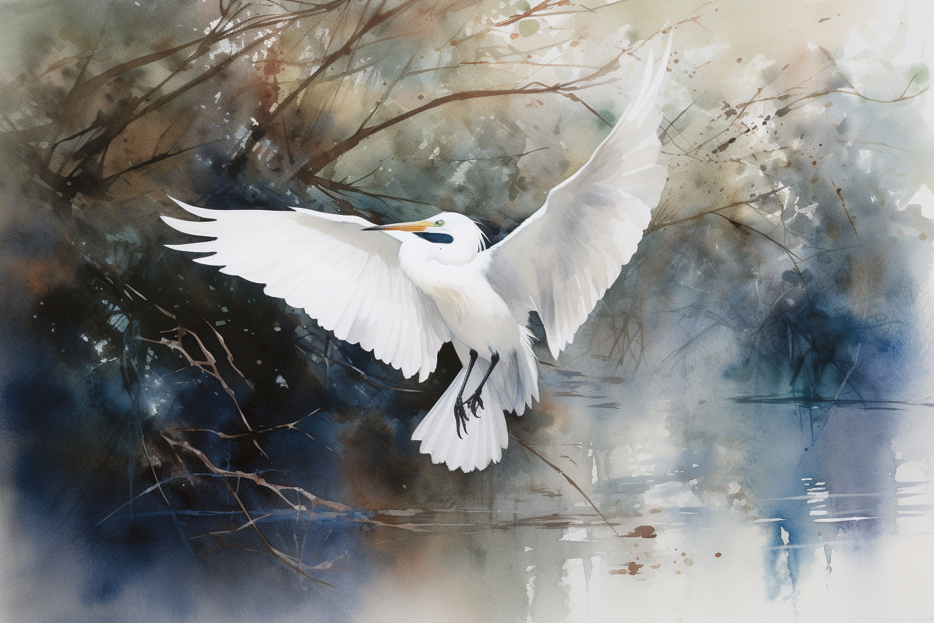 Graceful Heron: 4-Piece Watercolor Digital Art Bundle