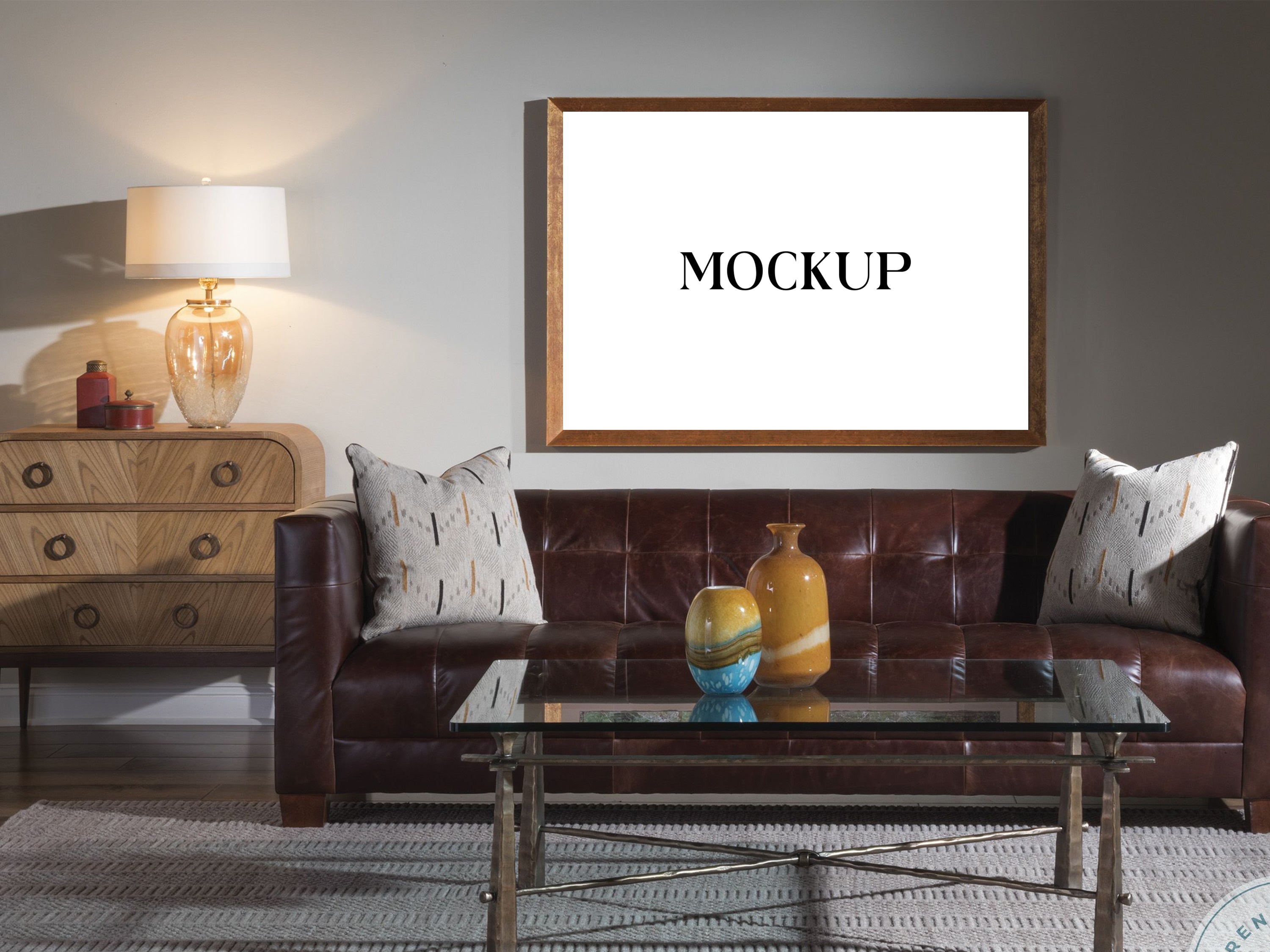 Modern Minimalist Living Room Art Mockup with Large Canvas Set of 50