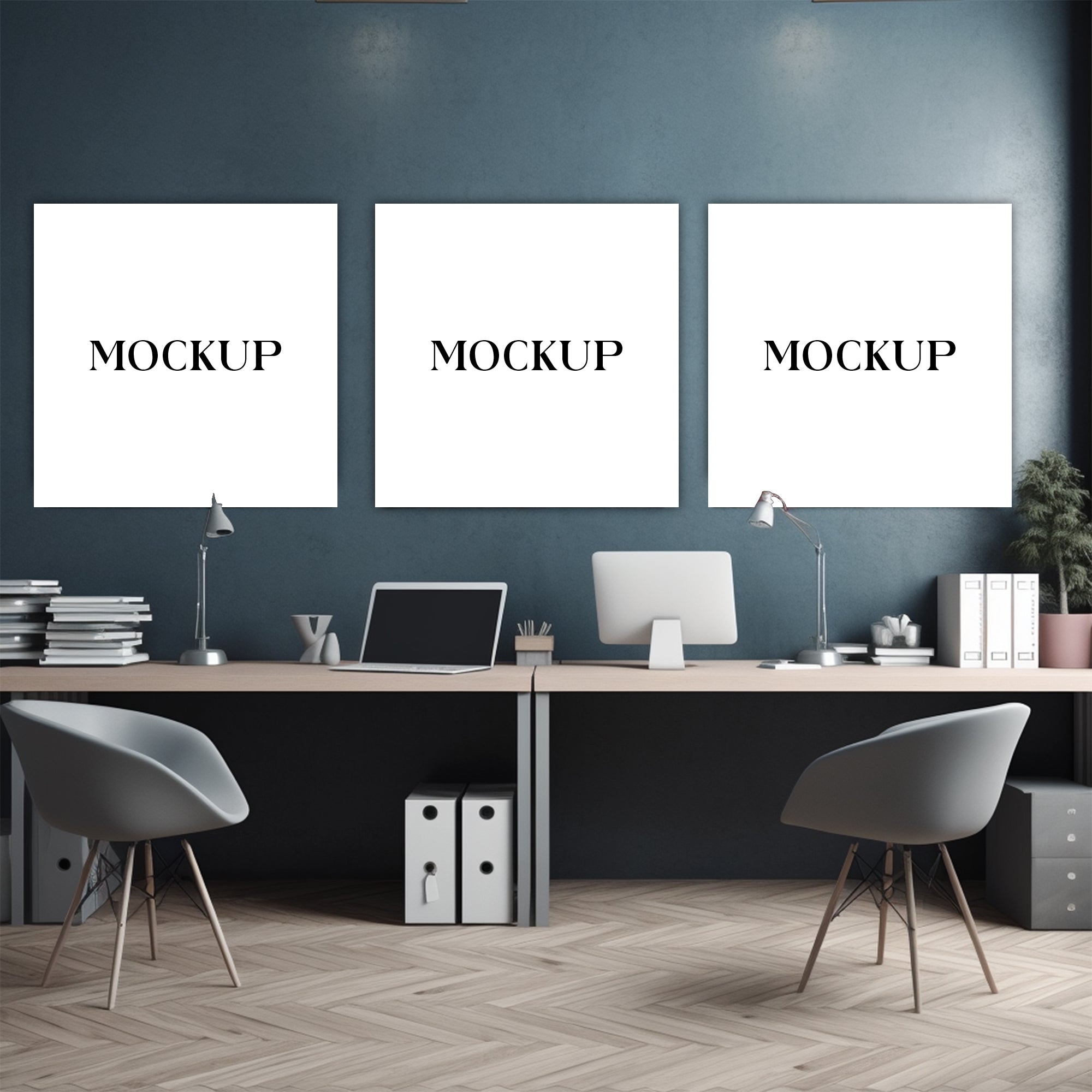 Modern Minimalist Living Room Art Mockup with Large Canvas Set of 50