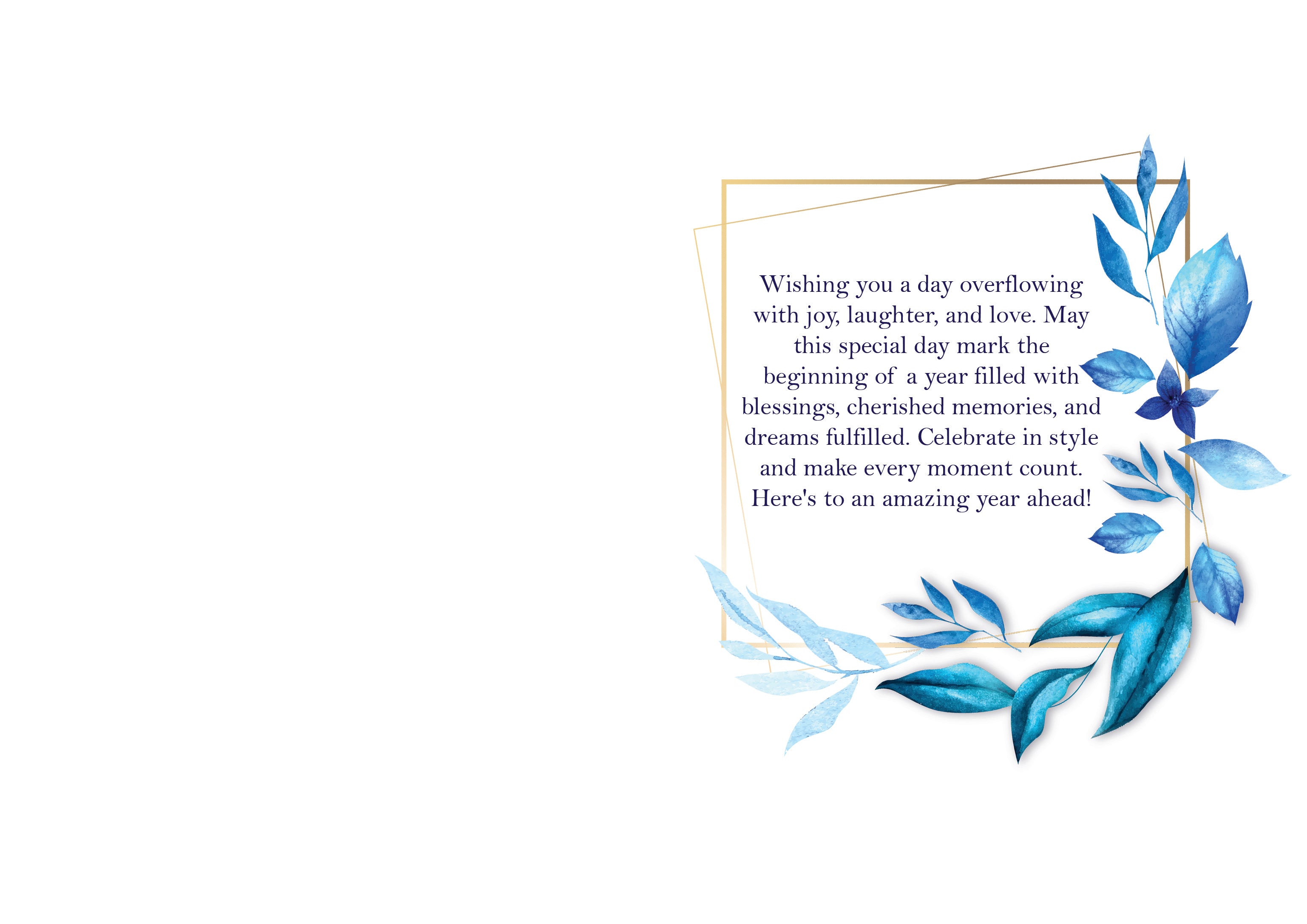 Happy Birthday Blue Leaves – Serene Celebration Card