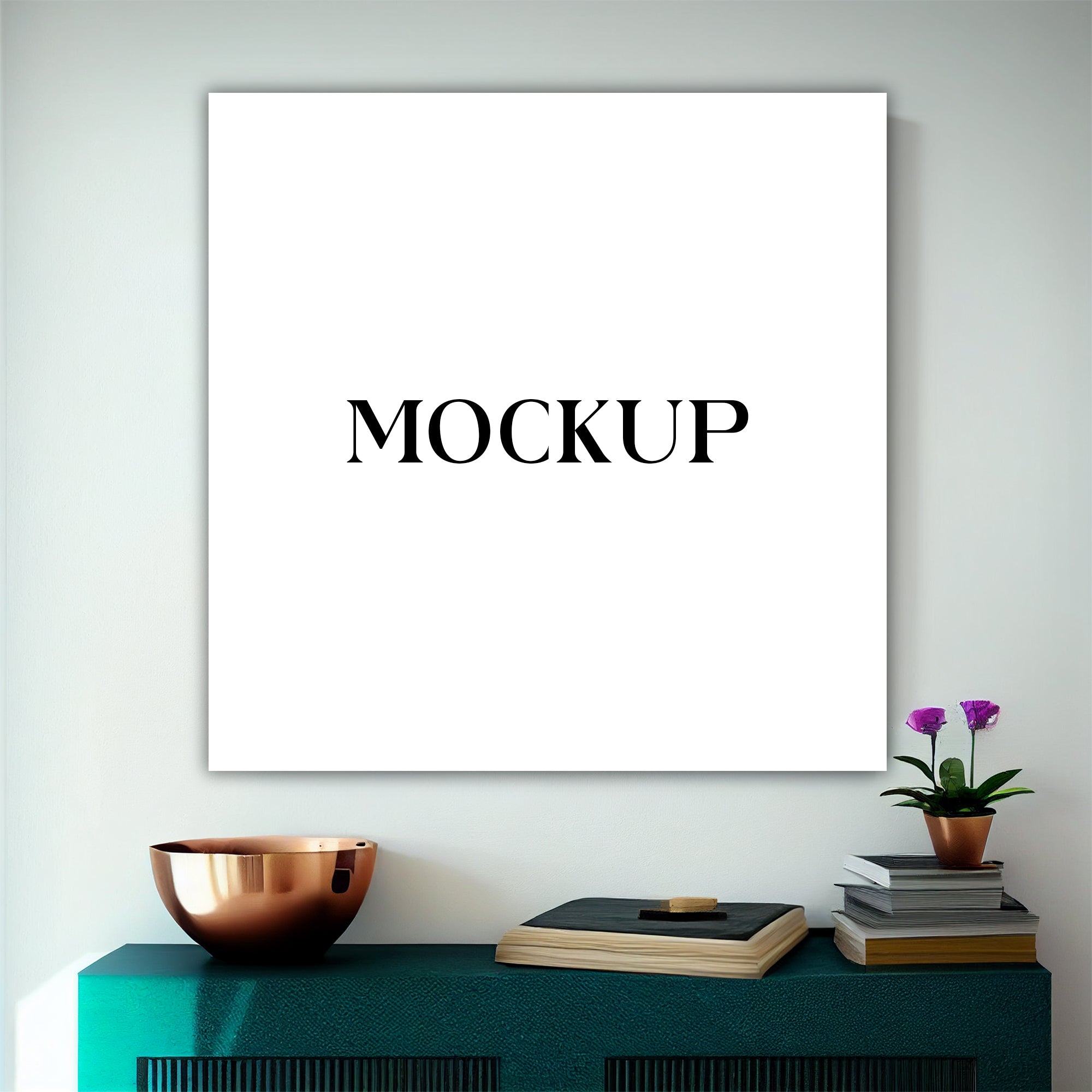 Modern Minimalist Living Room Art Mockup with Large Canvas Set of 50