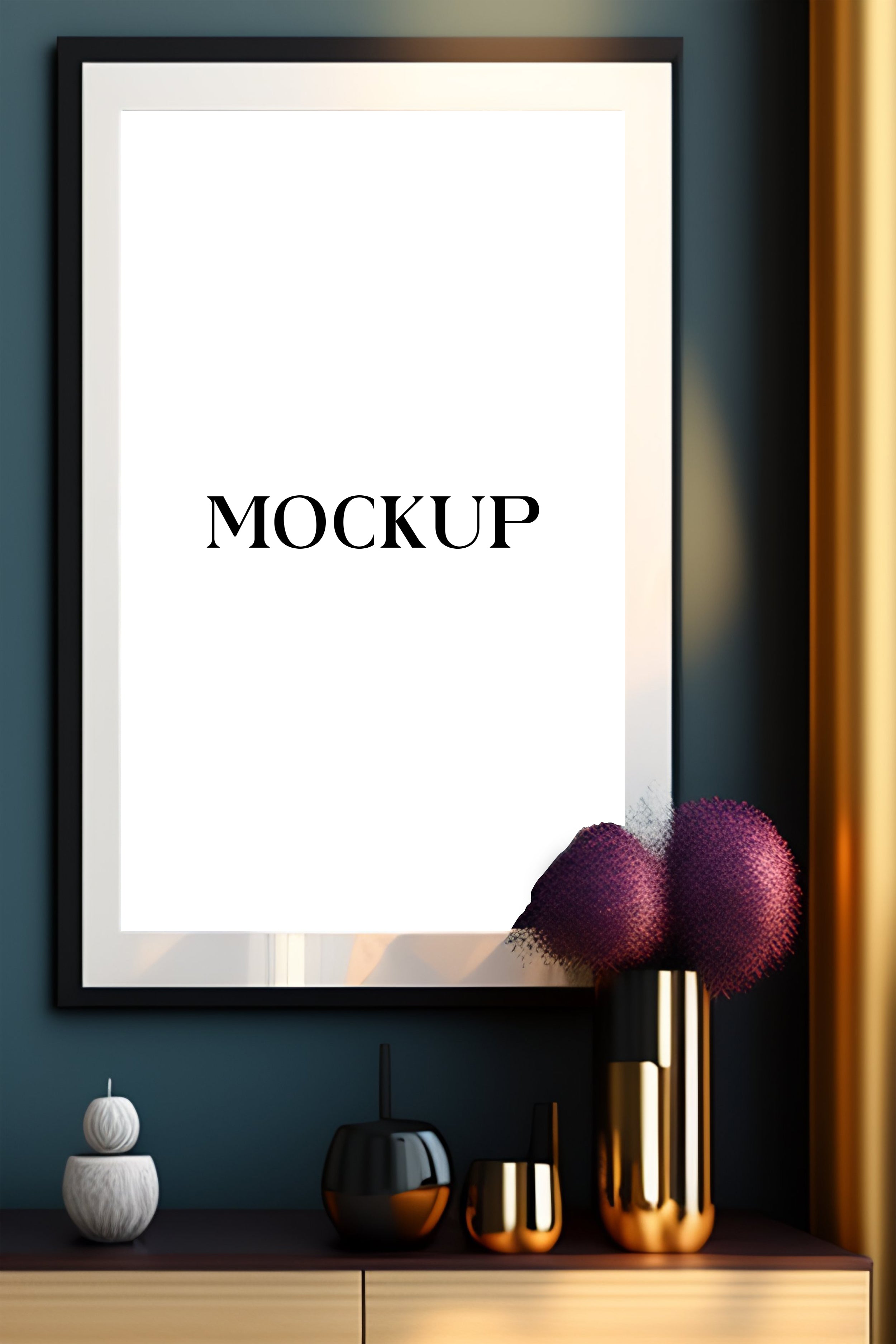 Modern Minimalist Living Room Art Mockup with Large Canvas Set of 50