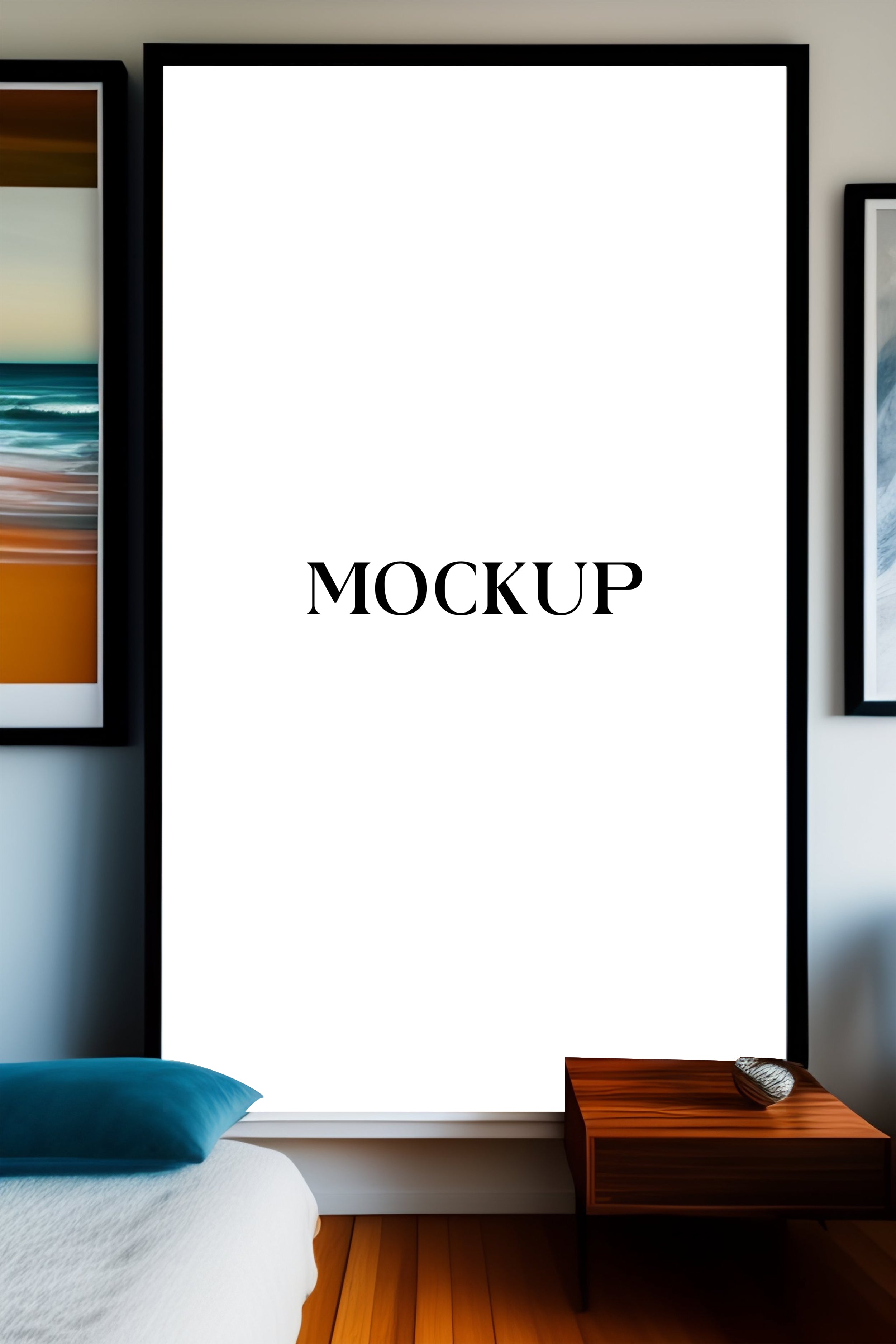 Modern Minimalist Living Room Art Mockup with Large Canvas Set of 50