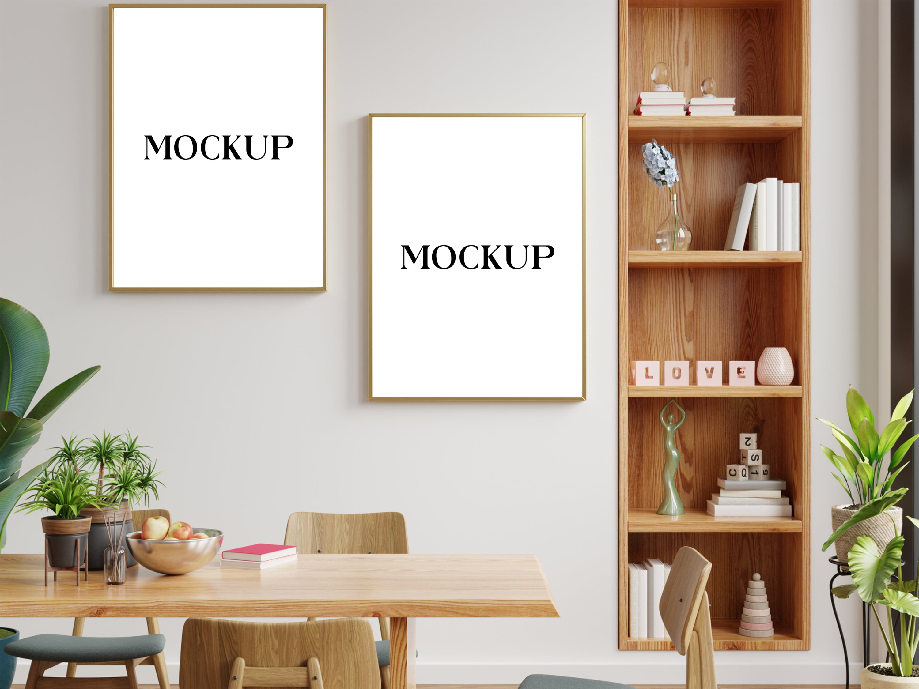 Modern Minimalist Living Room Art Mockup with Large Canvas Set of 50