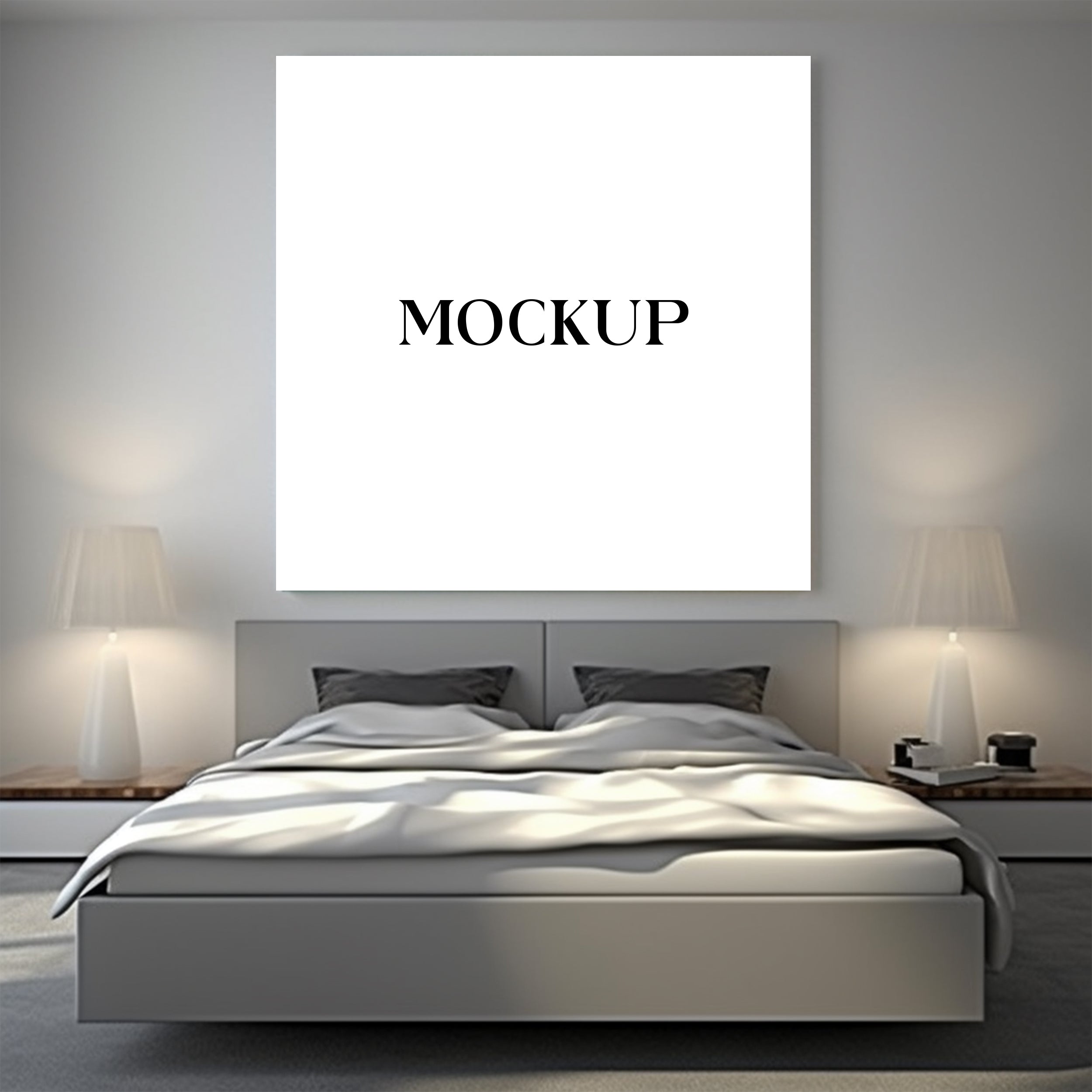 Modern Minimalist Living Room Art Mockup with Large Canvas Set of 50