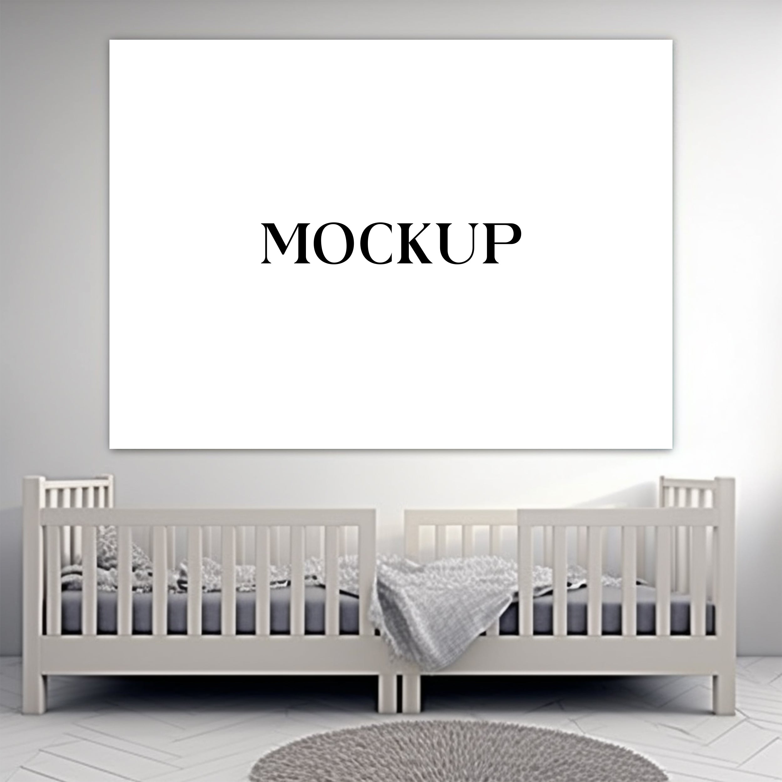 Modern Minimalist Living Room Art Mockup with Large Canvas Set of 50