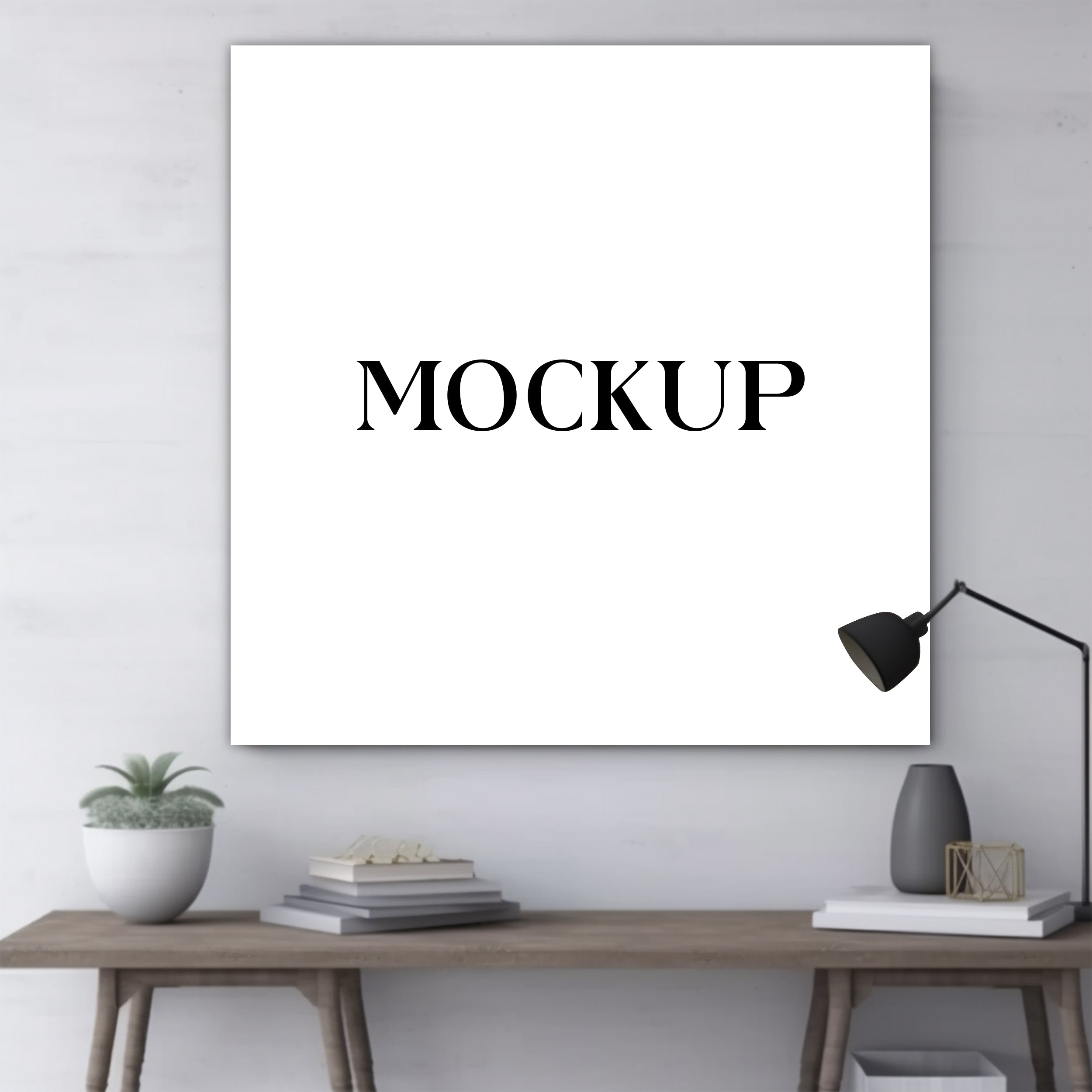 Modern Minimalist Living Room Art Mockup with Large Canvas Set of 50