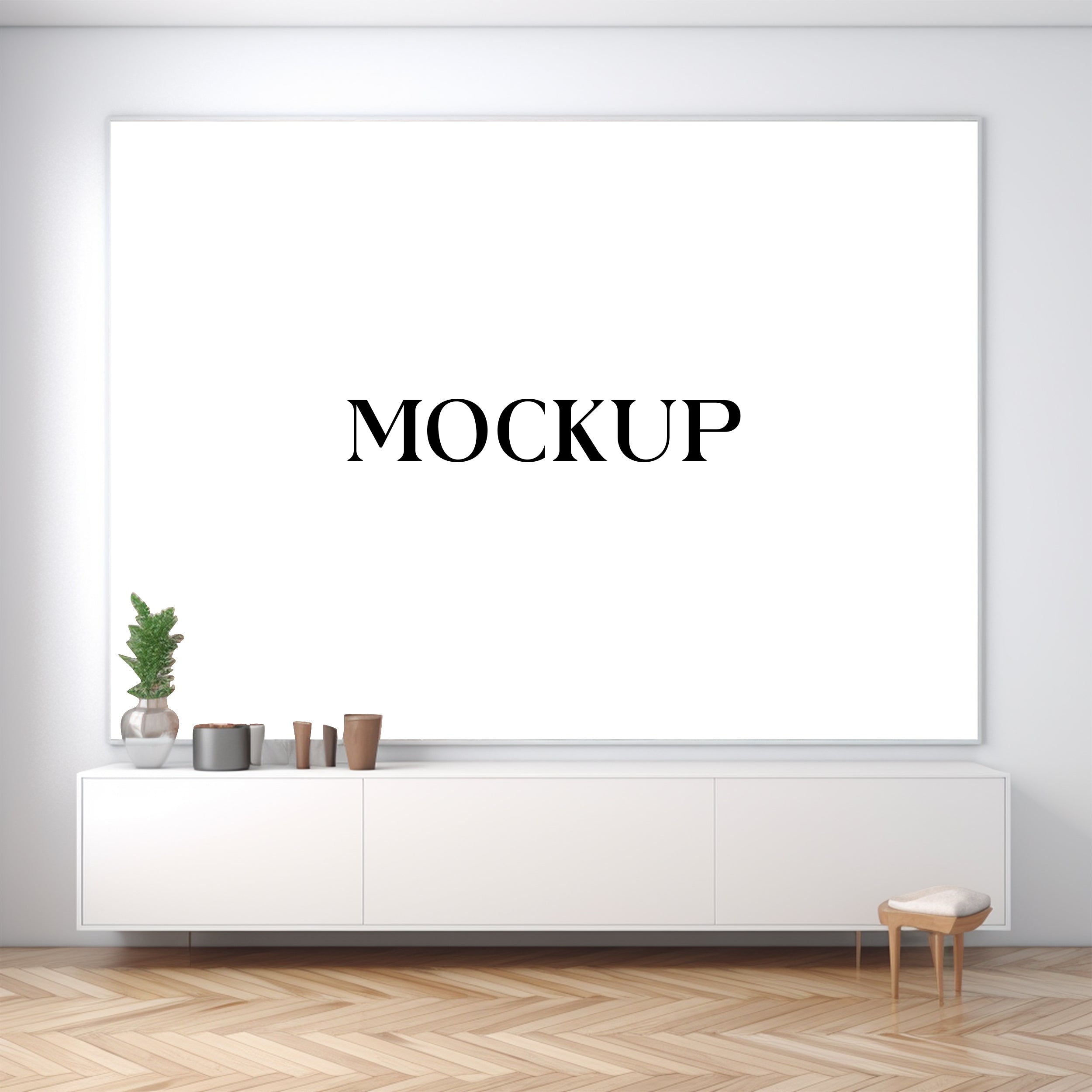 Modern Minimalist Living Room Art Mockup with Large Canvas Set of 50