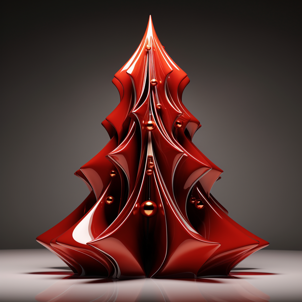 Sleek Red: A Modern Christmas Tree Sculpture