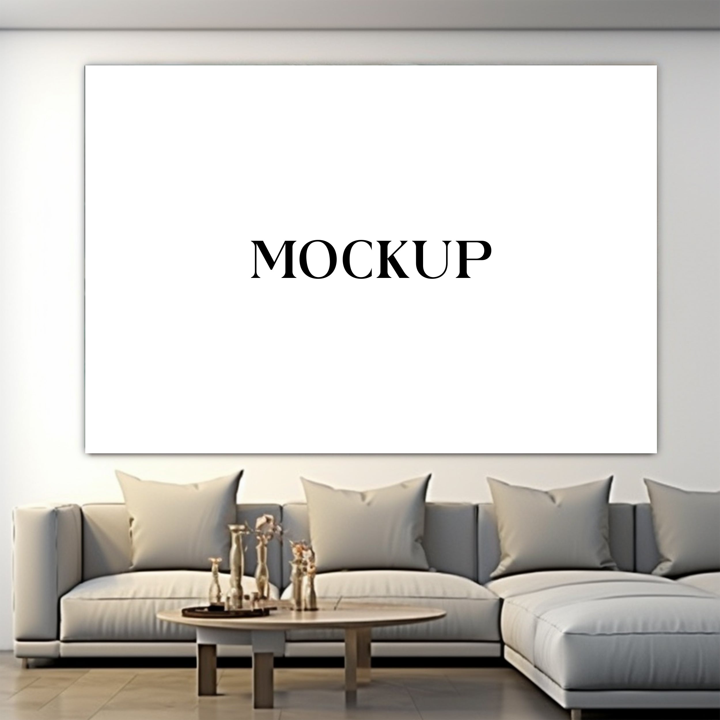 Modern Minimalist Living Room Art Mockup with Large Canvas Set of 50