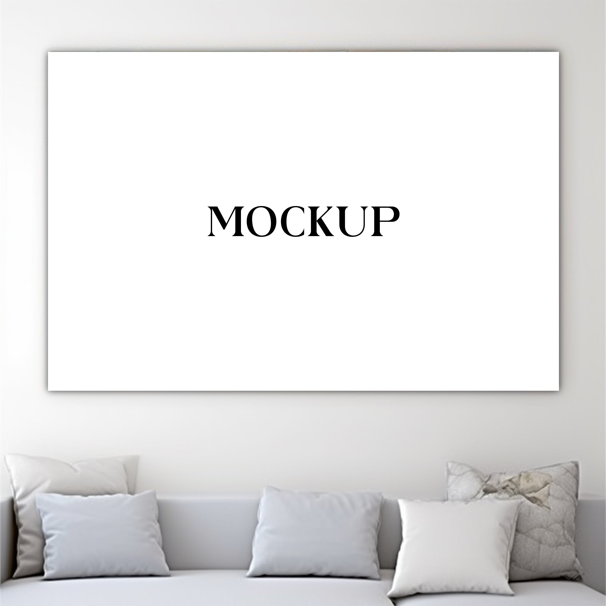 Modern Minimalist Living Room Art Mockup with Large Canvas Set of 50