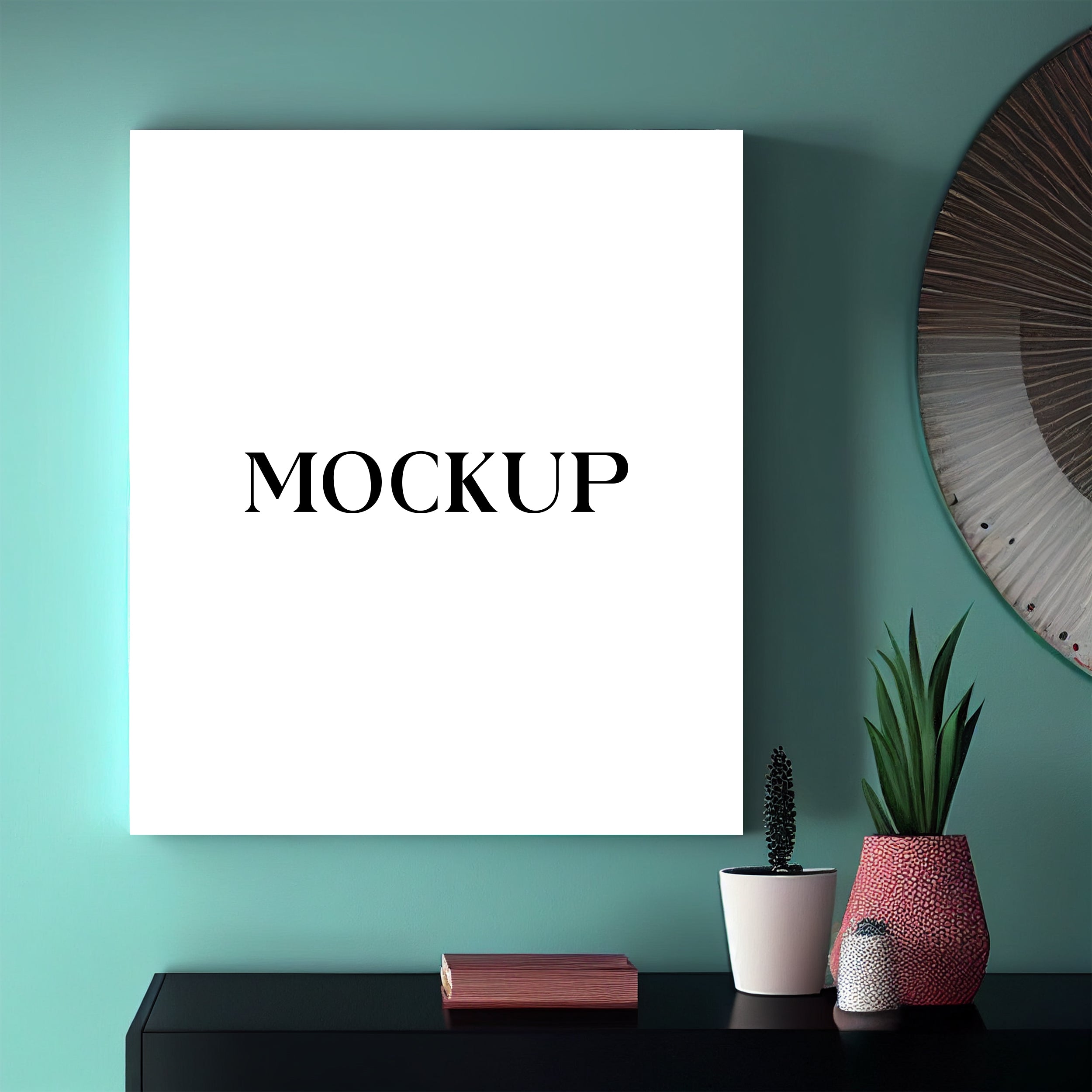 Modern Minimalist Living Room Art Mockup with Large Canvas Set of 50