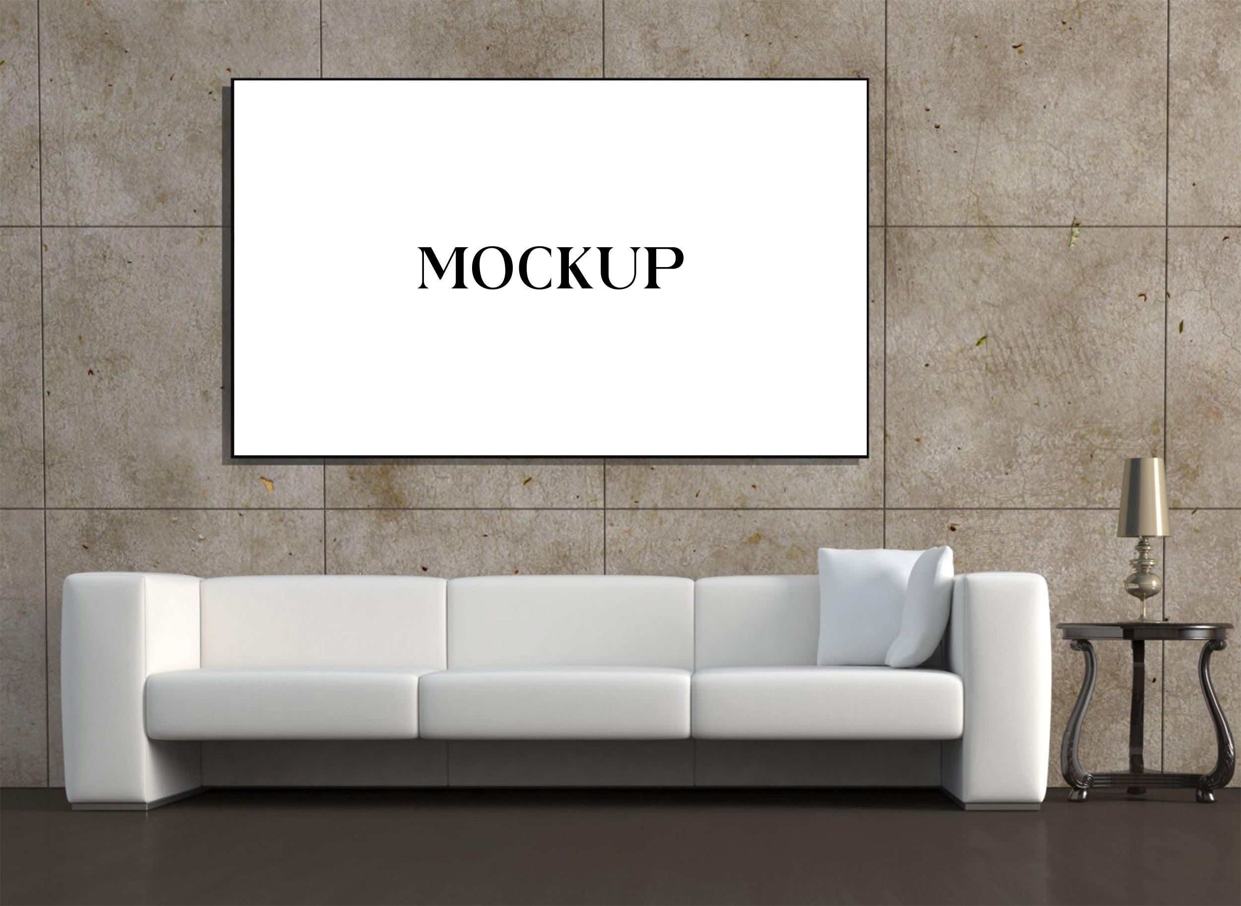 Modern Minimalist Living Room Art Mockup with Large Canvas Set of 50