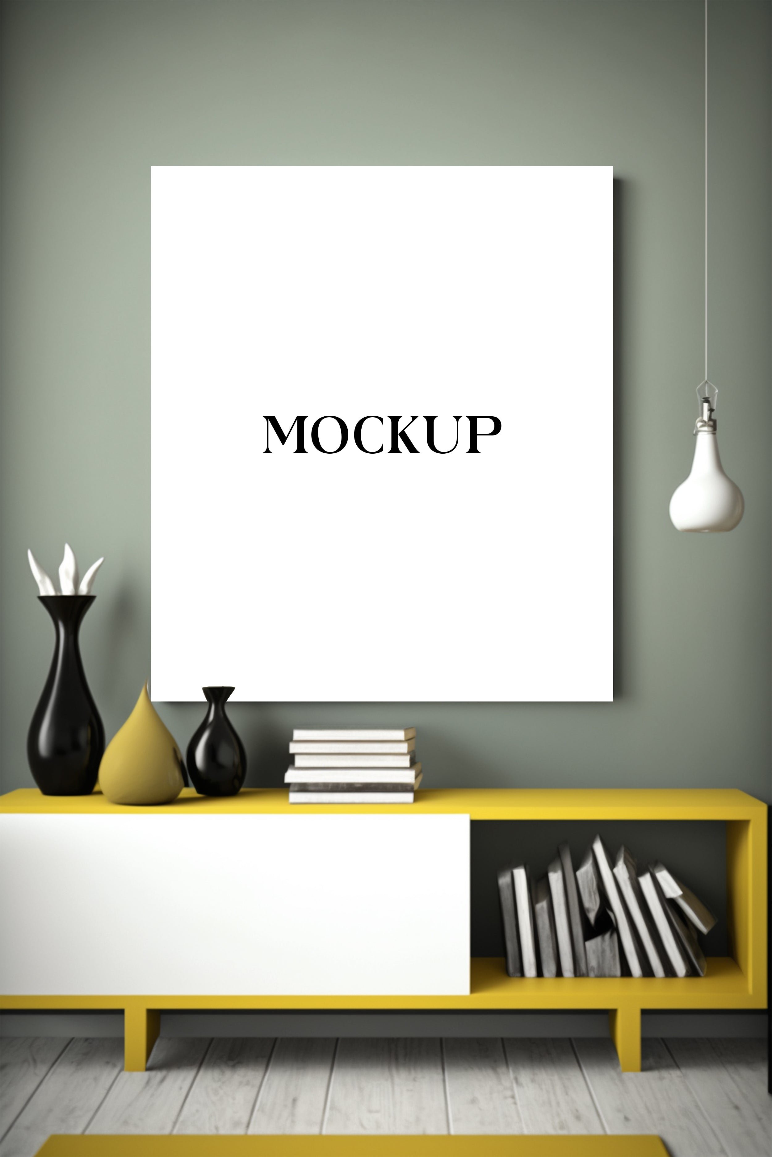 Modern Minimalist Living Room Art Mockup with Large Canvas Set of 50