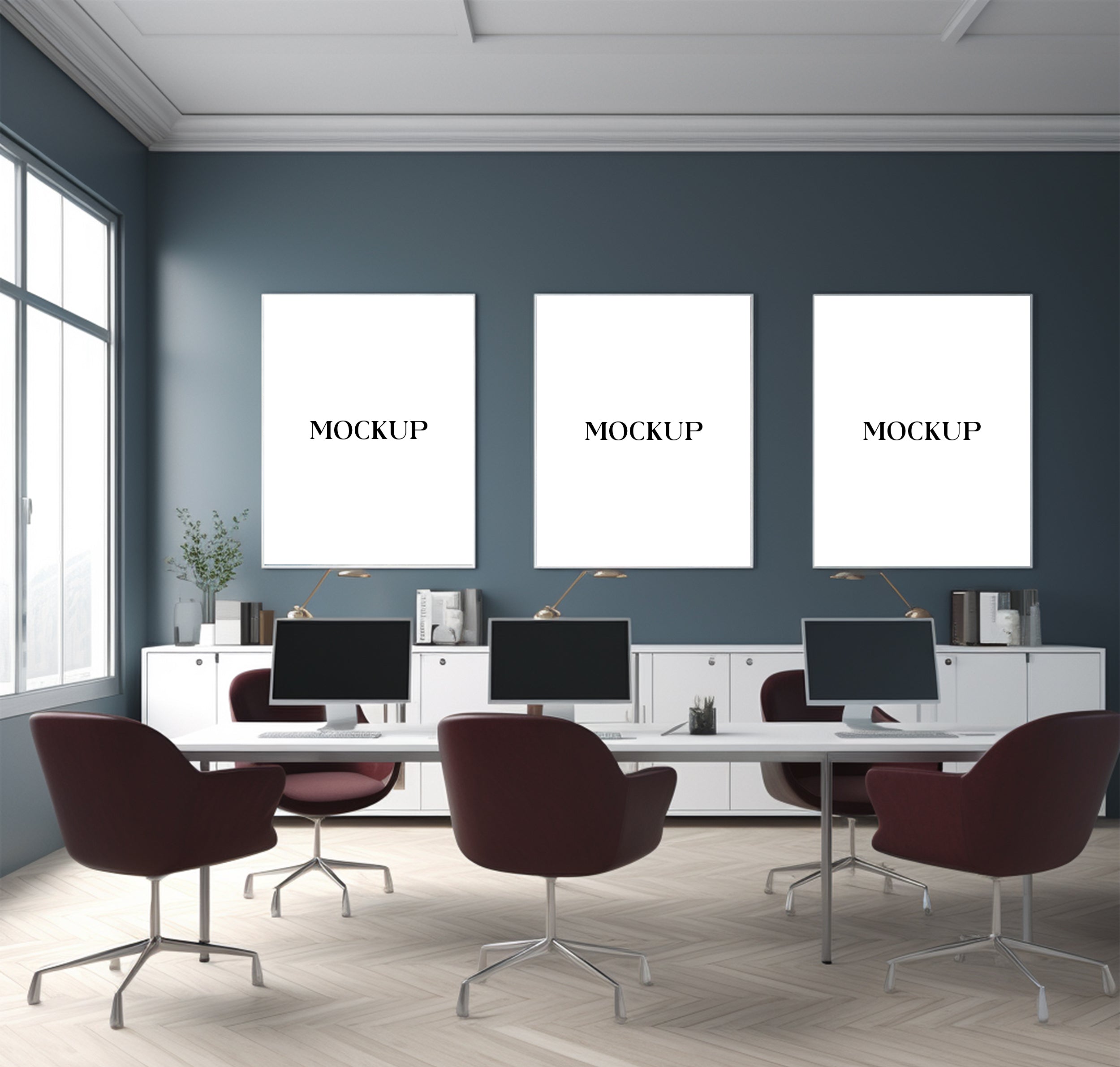 Modern Minimalist Living Room Art Mockup with Large Canvas Set of 50