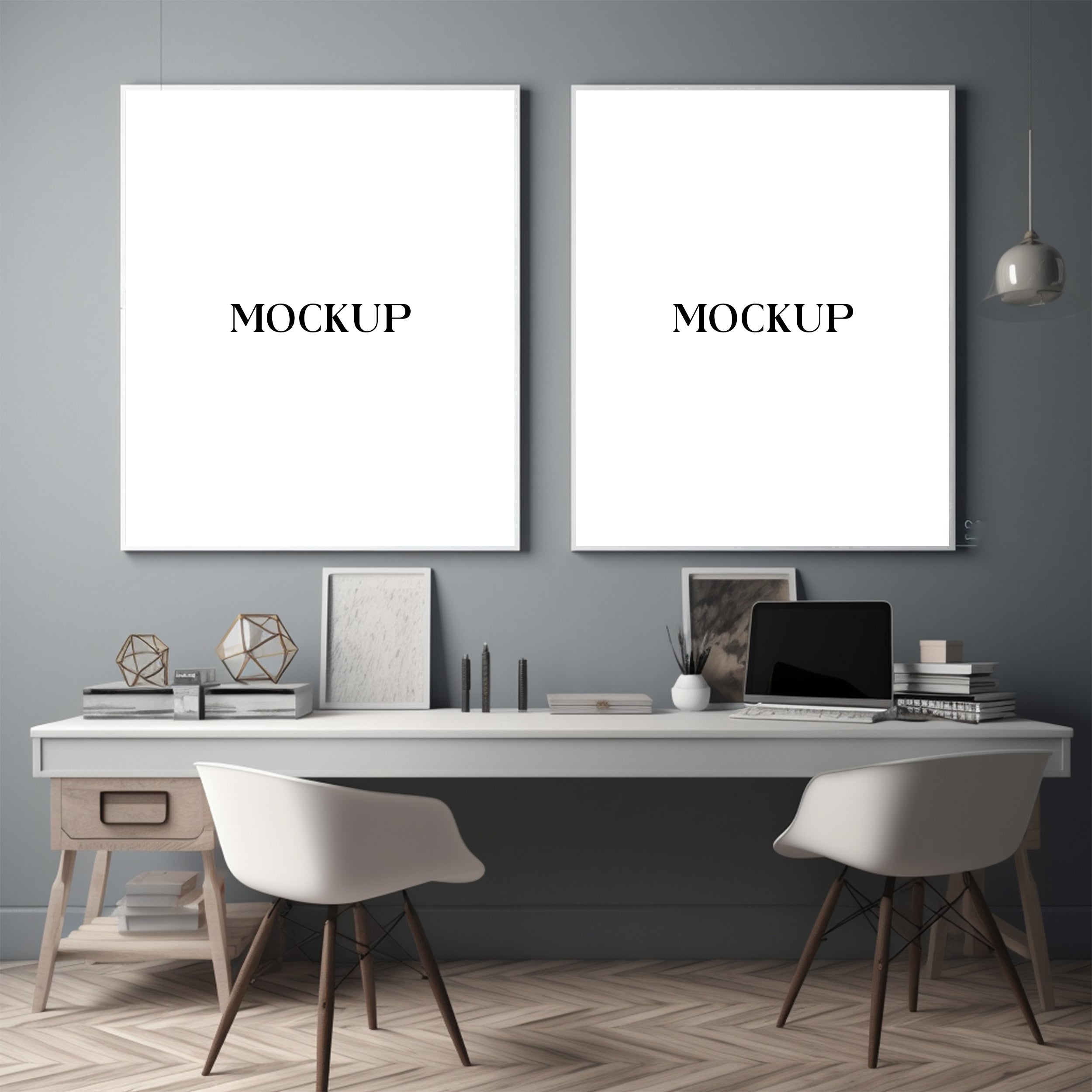 Modern Minimalist Living Room Art Mockup with Large Canvas Set of 50