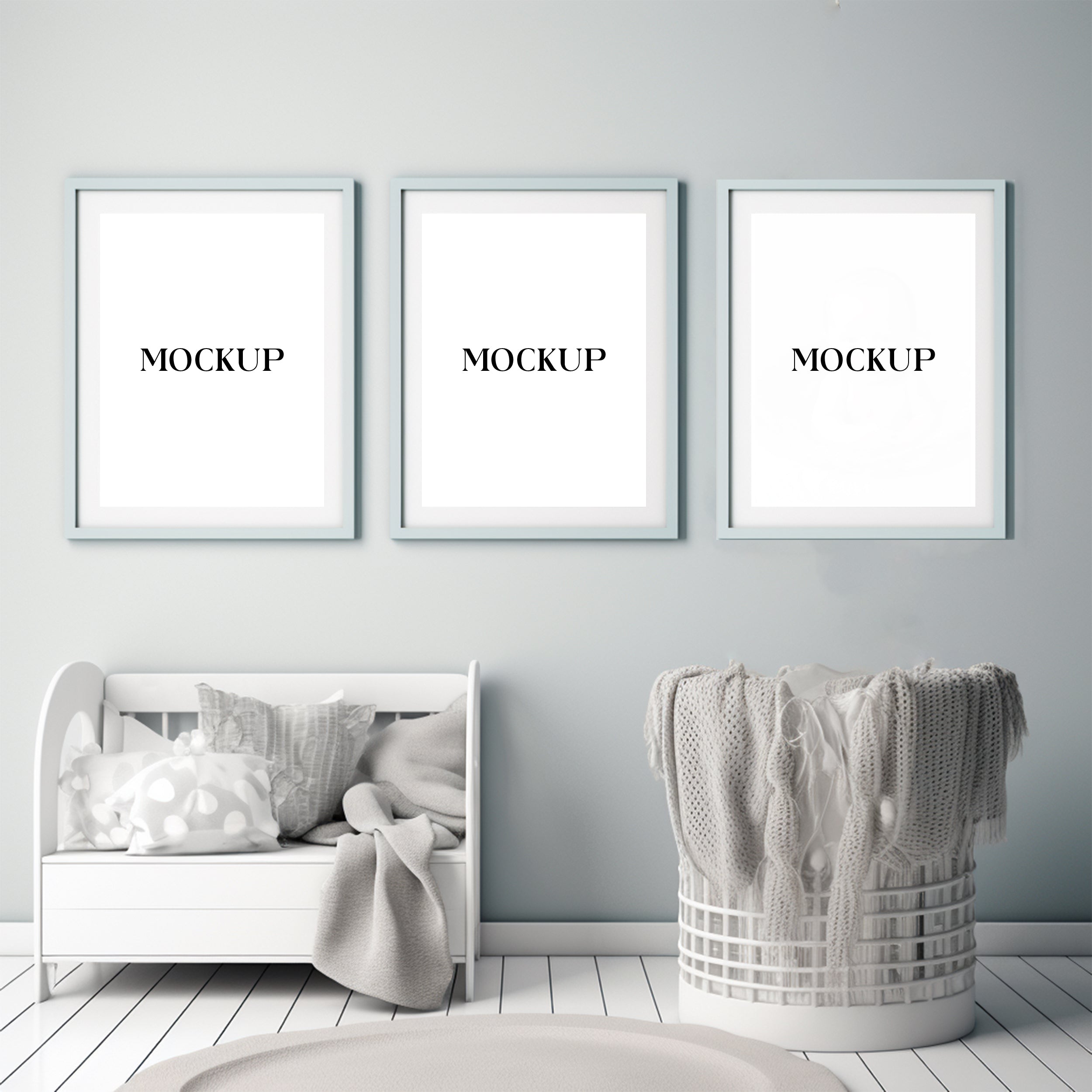 Modern Minimalist Living Room Art Mockup with Large Canvas Set of 50