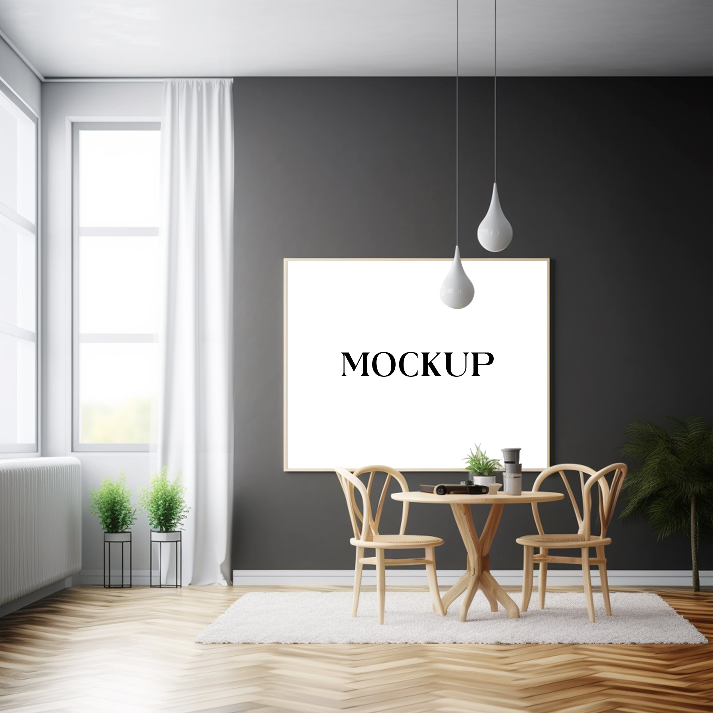 Modern Minimalist Living Room Art Mockup with Large Canvas Set of 50