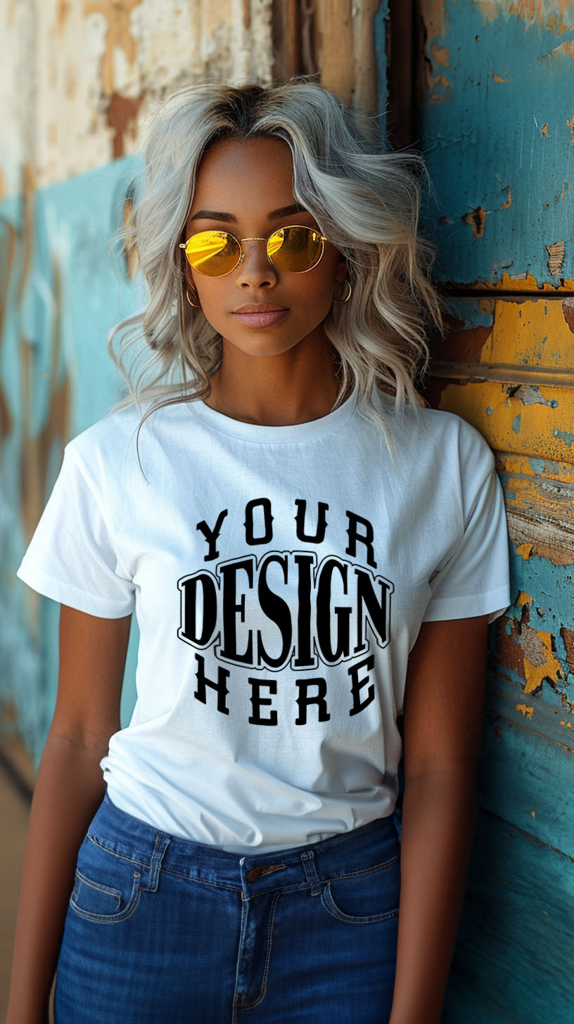 Vintage Wall T-Shirt Art Print with Customizable Design Space