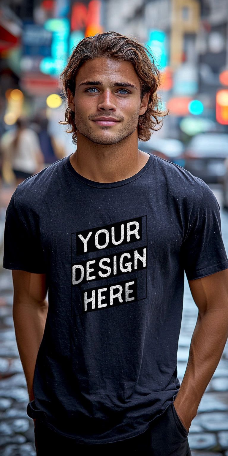 Urban T-Shirt Art Print with Customizable Design Area