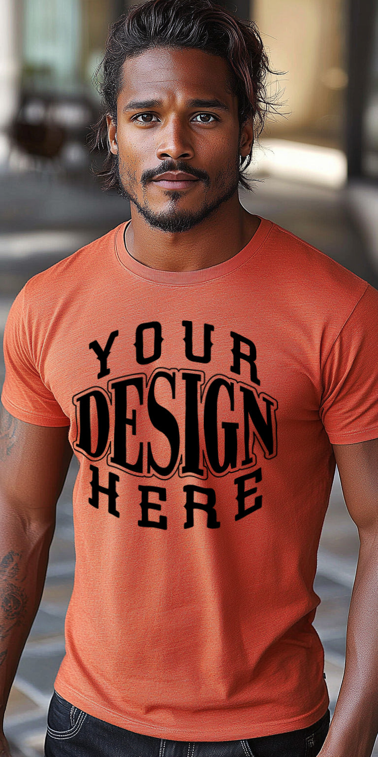 Bold Autumn Tone T-Shirt Art Print with Customizable Design Zone