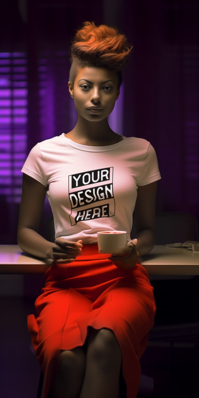 Elegant Contrast T-Shirt Art Print with Customizable Design Zone