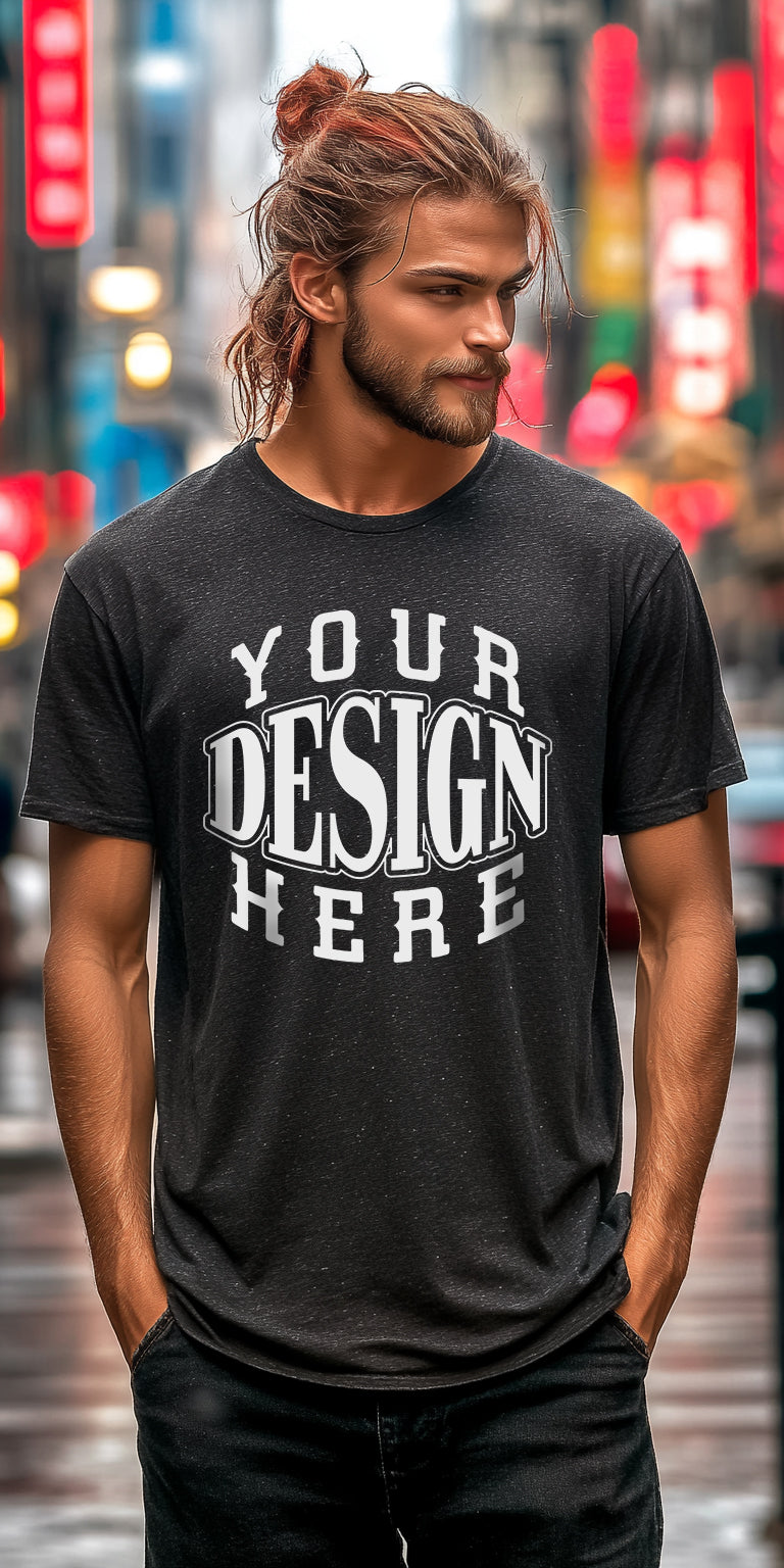 Urban Contrast T-Shirt Art Print with Customizable Design Zone