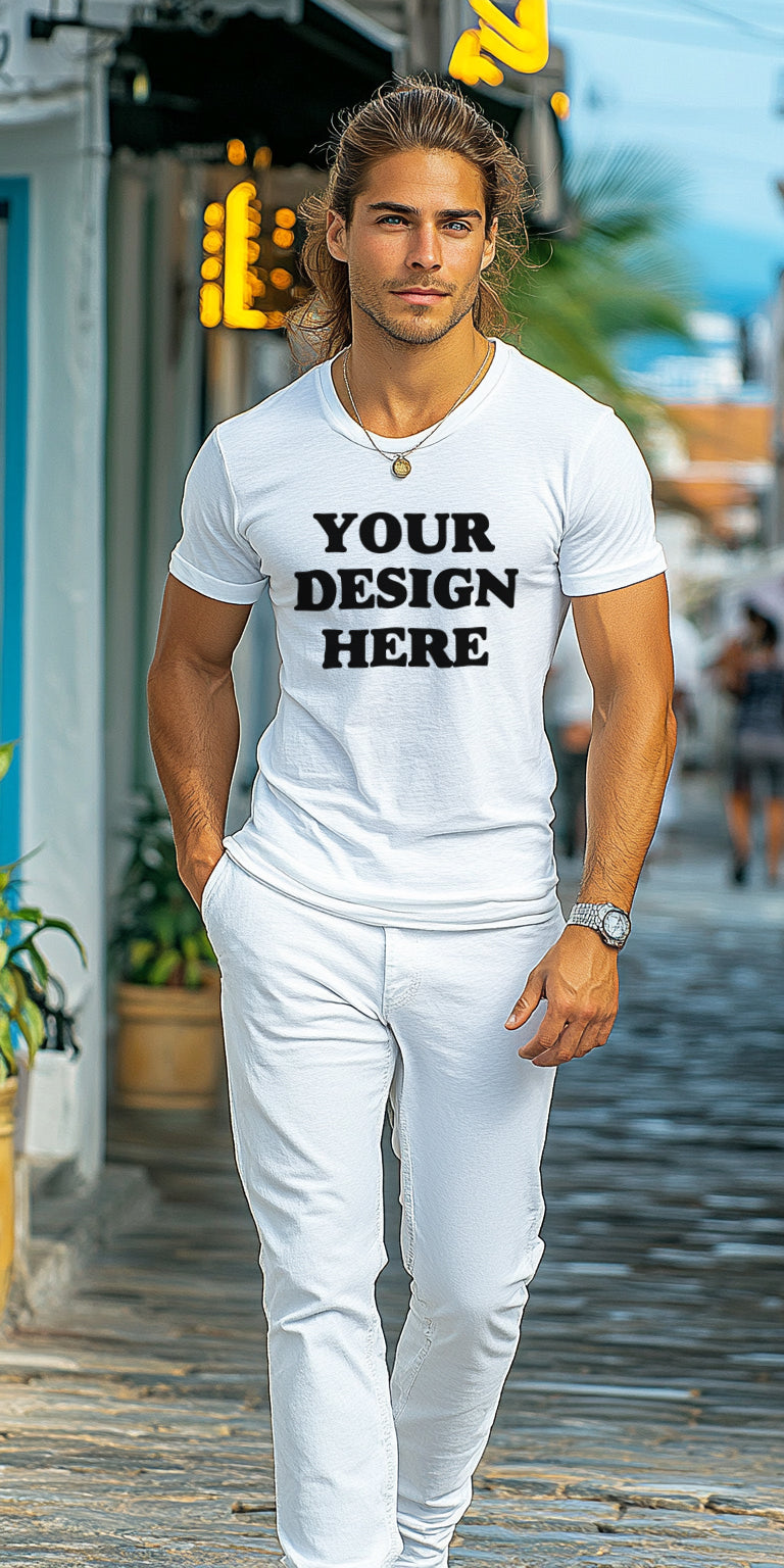 Stylish Walk T-Shirt Art Print with Customizable Design Zone