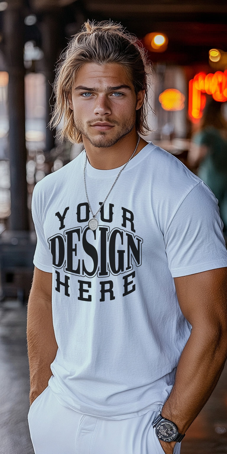 Urban Street Style T-Shirt Mockup with Customizable Design Zone