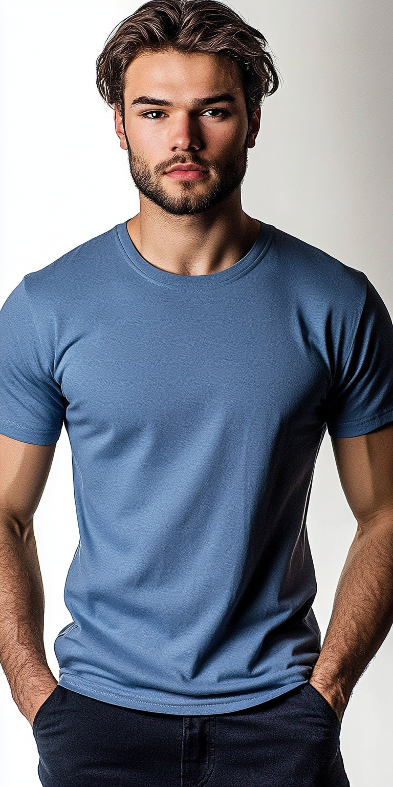 Blue T-Shirt with Customizable Design