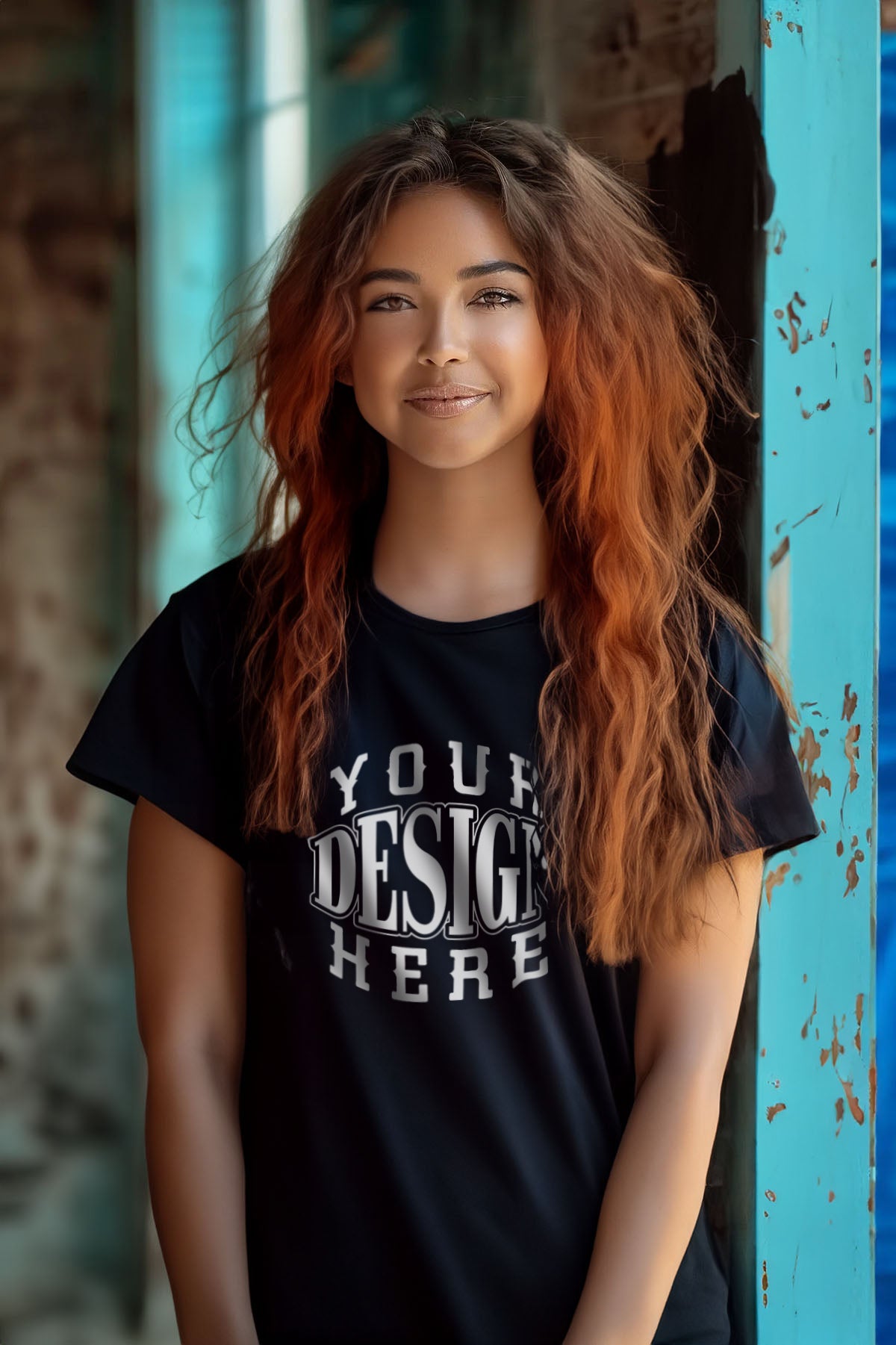 Stylish Black T-Shirt Mockup with Customizable Design Area