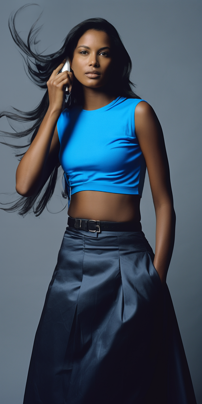 Elegant Blue Crop Top Mockup with Customizable Design Area