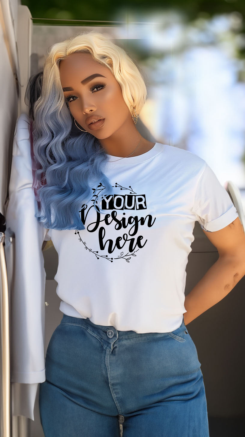 Chic White T-Shirt Mockup with Customizable Design Area