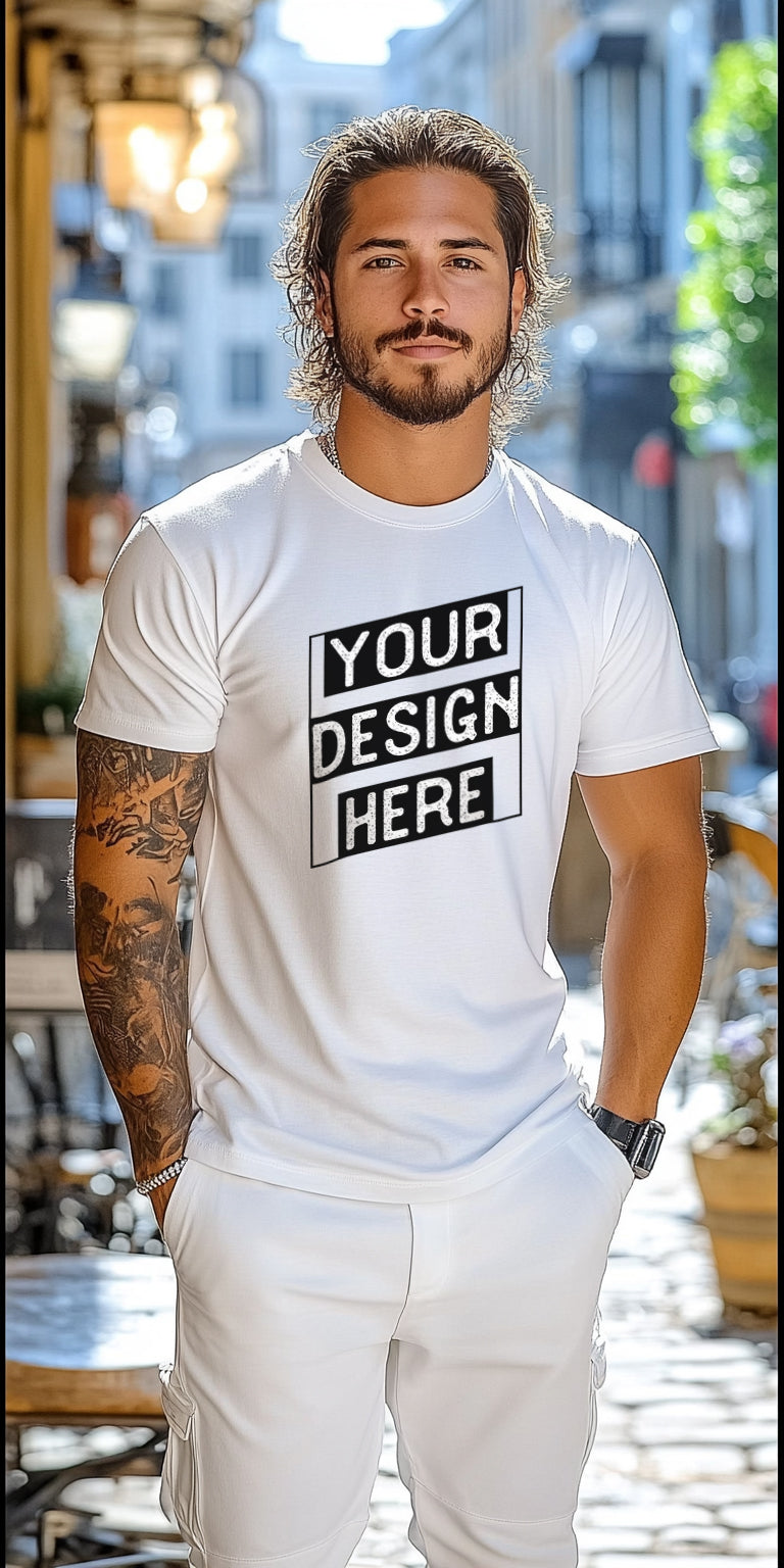 Urban White T-Shirt Mockup with Customizable Design Area